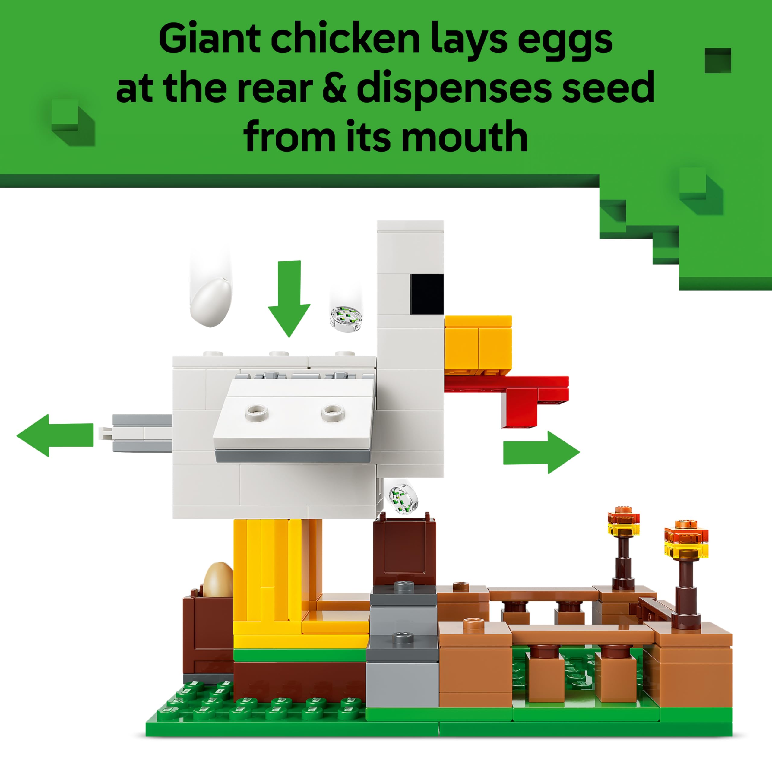 LEGO Minecraft Chicken Farm Building Set 21585 | Ages 7+ | Includes Chicken Fan Minifigure 6