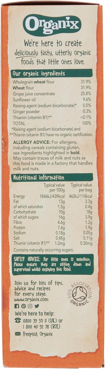 Organix Mini Gingerbread Men Organic Toddler Snack Biscuits Multipack, No Added Salt, 500g