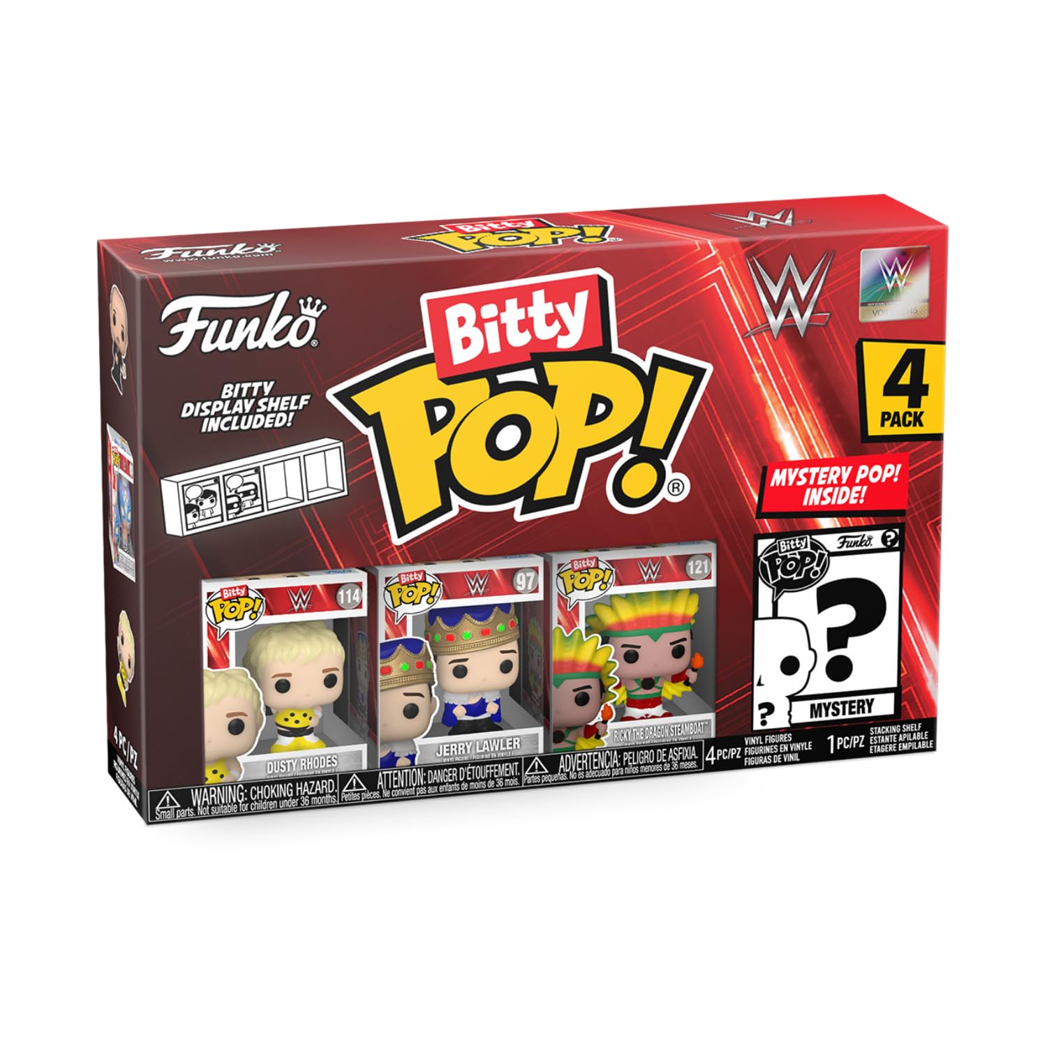 Funko Bitty POP! WWE 4-Pack: Dusty Rhodes, Jerry Lawler, Ric Flair + Mystery Figure 7