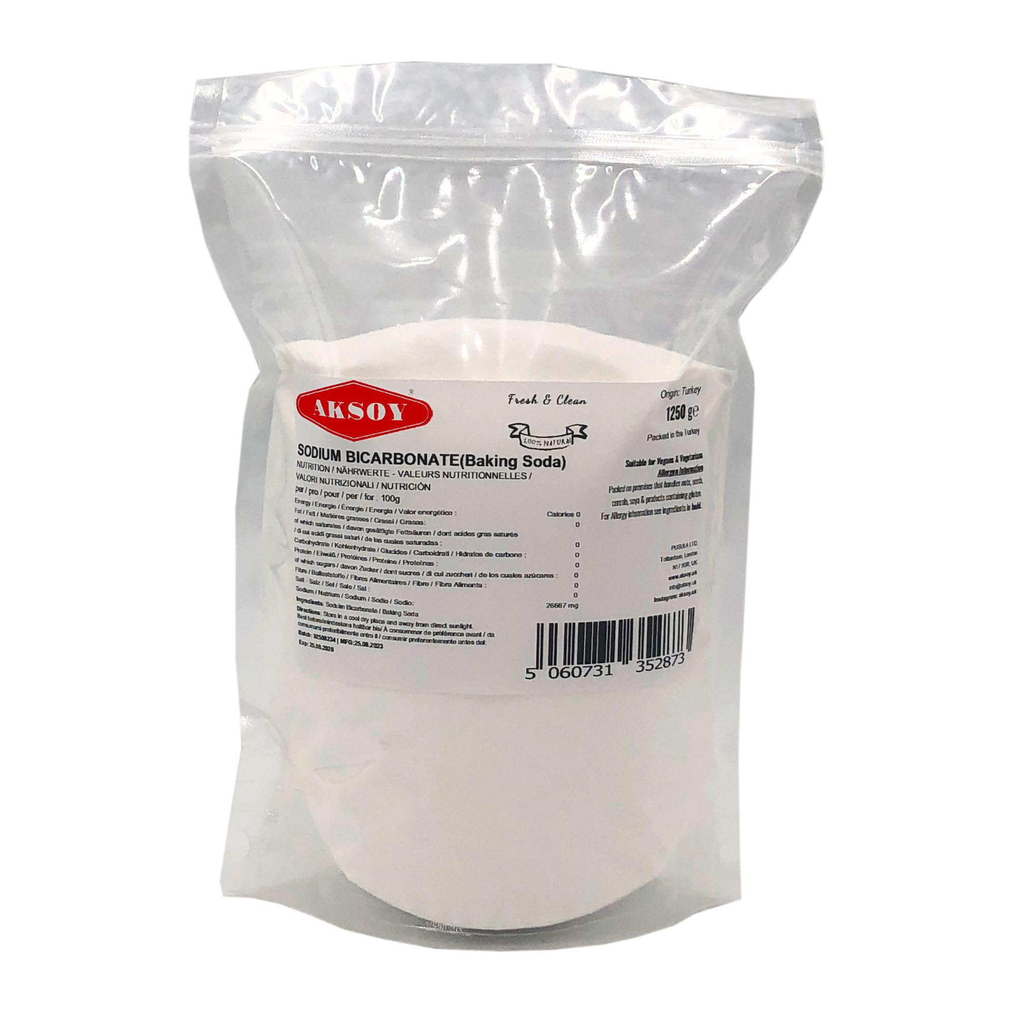 AKSOY Pure Bicarbonate of Soda - Food Grade Sodium Bicarbonate Powder | 1250GR 1