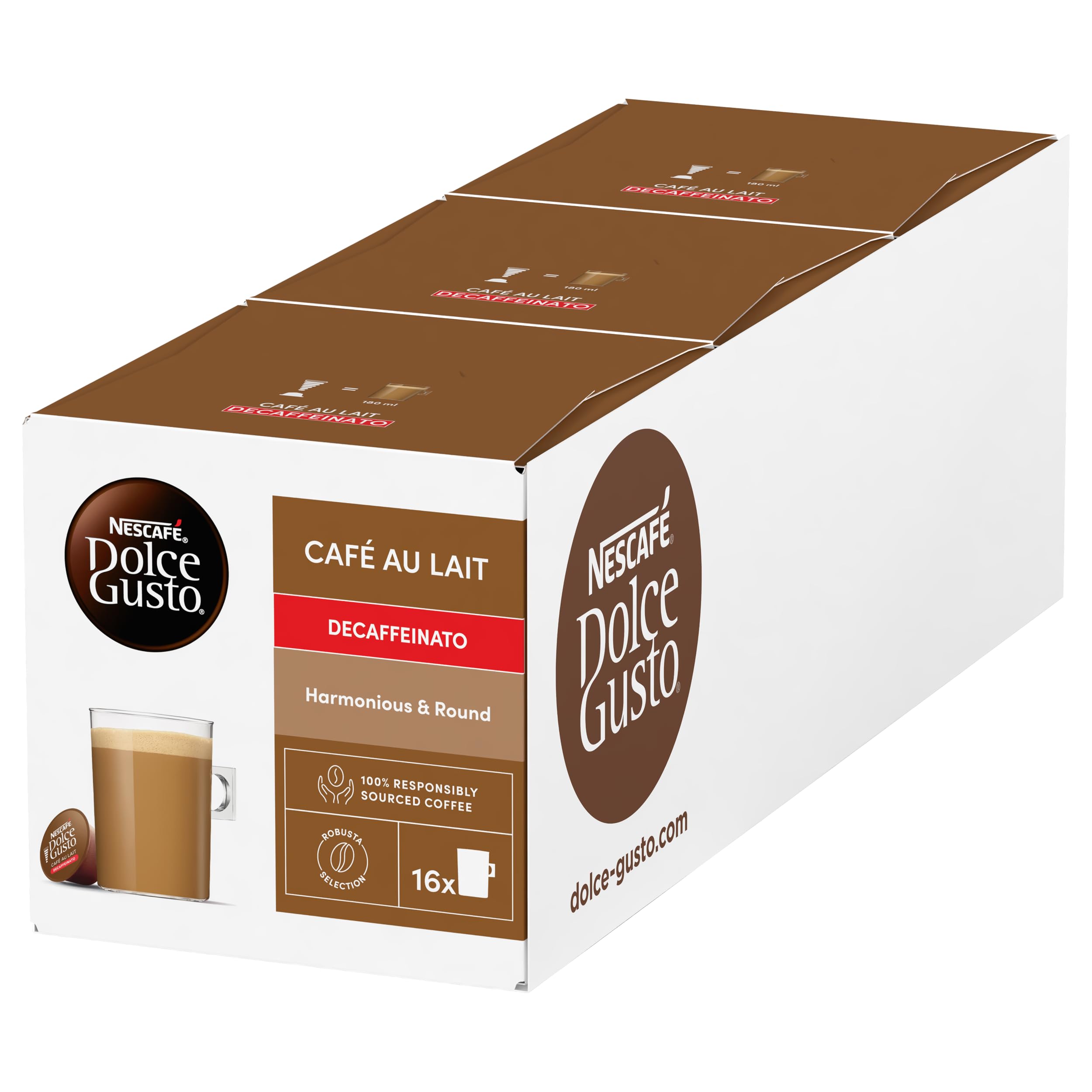 Nescafé Dolce Gusto Café Au Lait Decaf Coffee Pods - 48 Servings (Pack of 3)