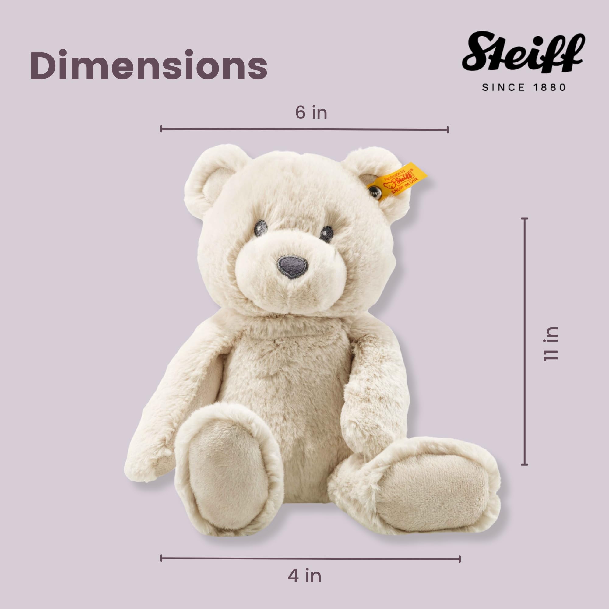 Steiff Bearzy Teddy Bear - Plush Soft Cuddly Friend for Babies, Beige 9