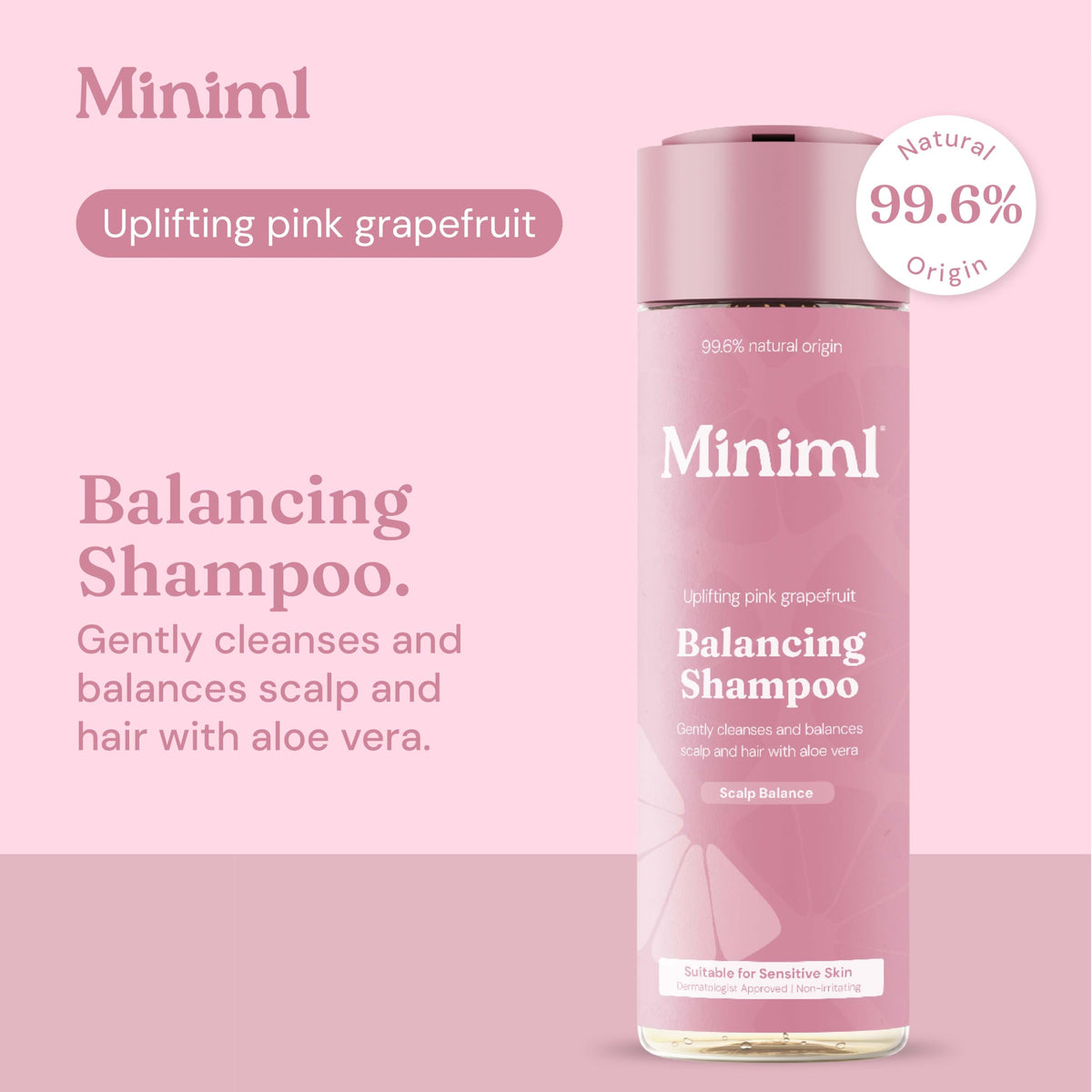 Miniml Balancing Shampoo - Pink Grapefruit & Aloe Vera | 400ml | Vegan
