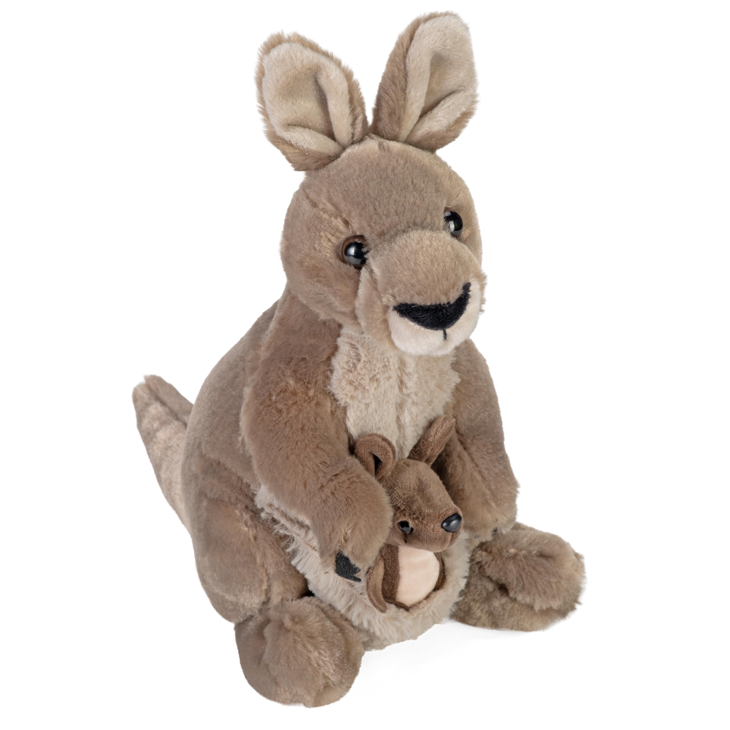 WILD REPUBLIC Kangaroo Plush Toy - 30 cm Grey Cuddlekins, Surface Washable