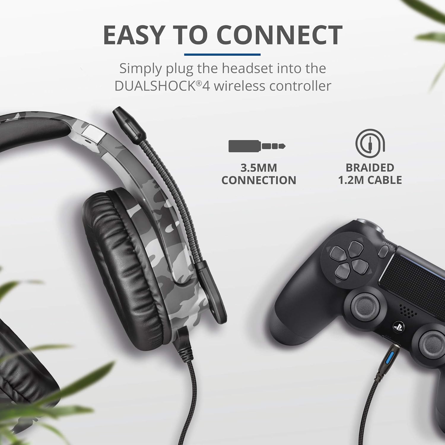 Trust GXT 488 Forze-G Gaming-Headset für PS4 und PS5 – Offiziell lizenziert mit 50-mm-Treibern, faltbarem Mikrofon, Inline-Fernbedienung, Grau
