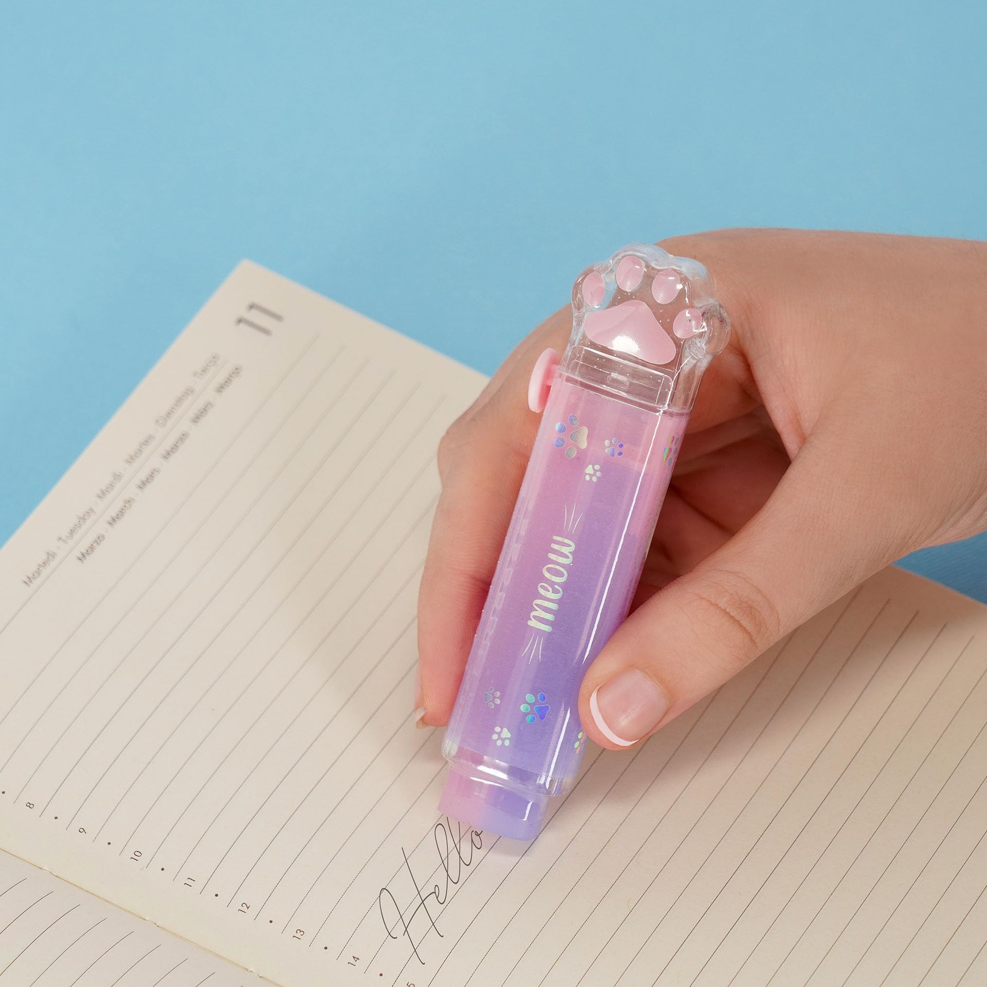 Legami Meow Retractable Eraser - Cat Paw Shaped Pencil Eraser for Kids 6