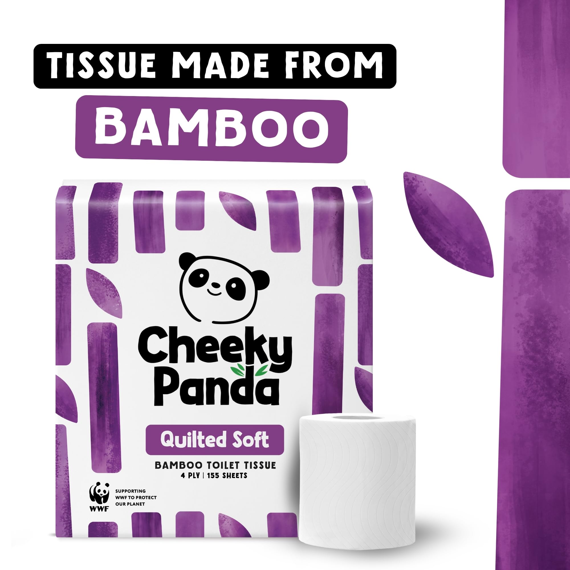 The Cheeky Panda Bamboo 4 Ply Quilted Toilet Roll - 9 Rolls | Ultra Soft, Unscented, Flushable 2