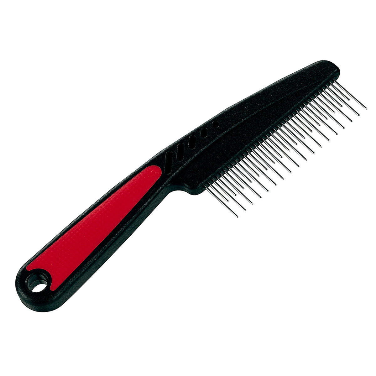 Ferplast Steel Comb with Rotating Teeth - Ergonomic Handle | 20 x 5.5 cm | Red