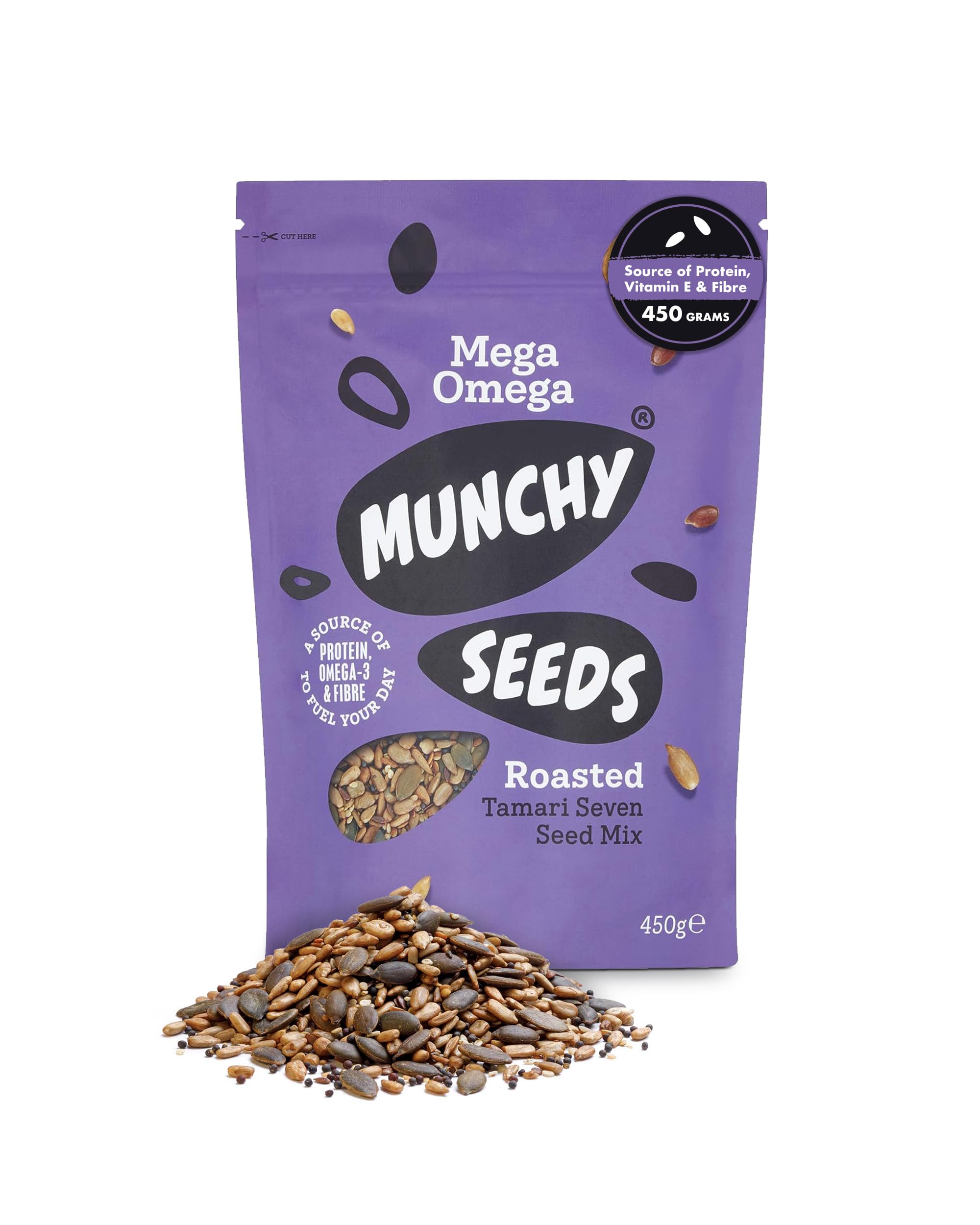 Munchy Seeds Mega Omega 7-Seed Mix with Sunflower, Pumpkin, and Hemp Roasted Seeds | 450g 1