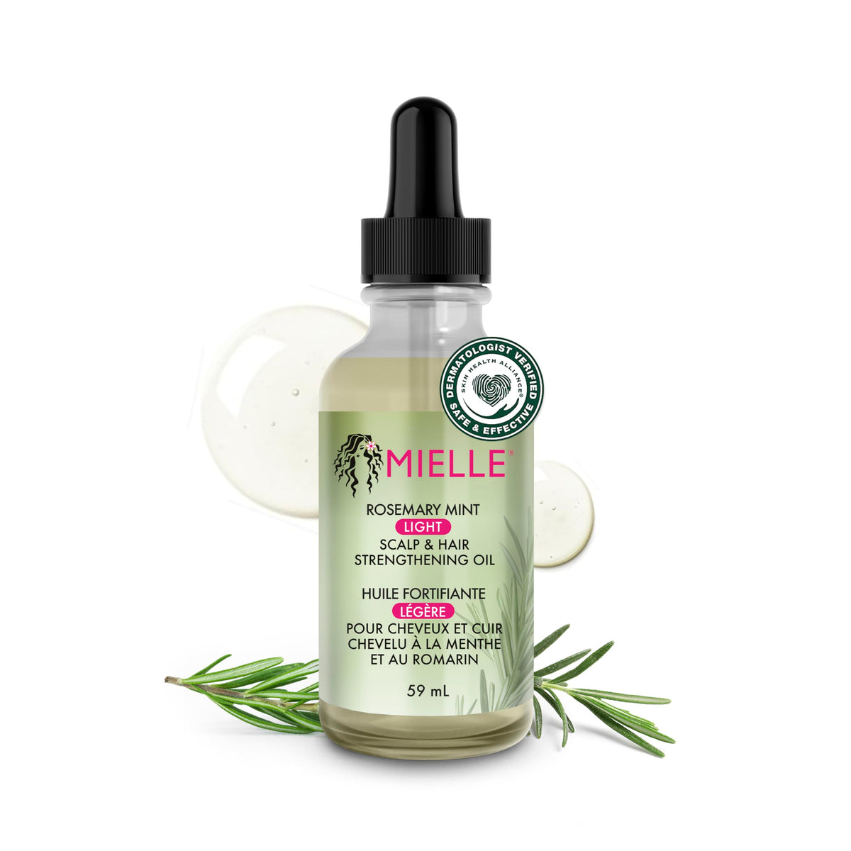 Mielle Rosemary Mint Light Hair Oil - Split Ends & Dry Scalp Treatment, 59 ml
