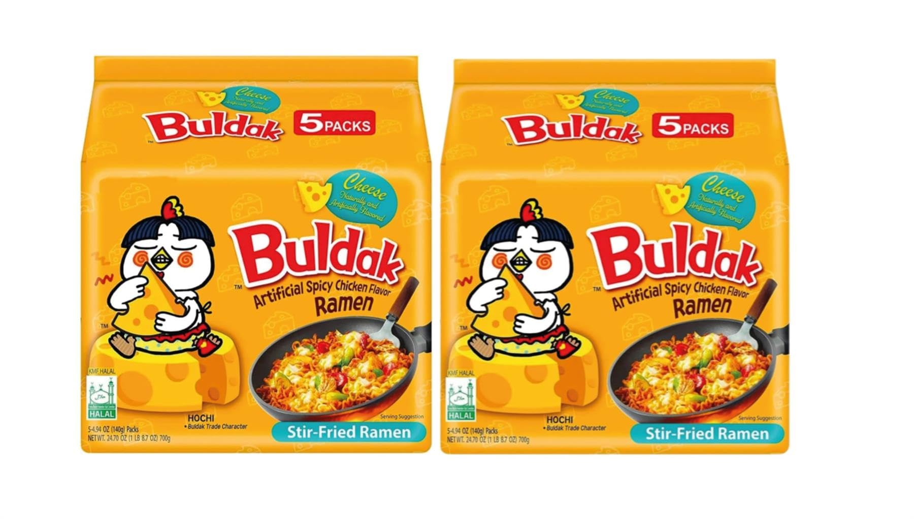 Samyang Buldak Hot Chicken Cheese Flavour Ramen - Pack of 10 x 140g | Spicy Korean Instant Noodles 1