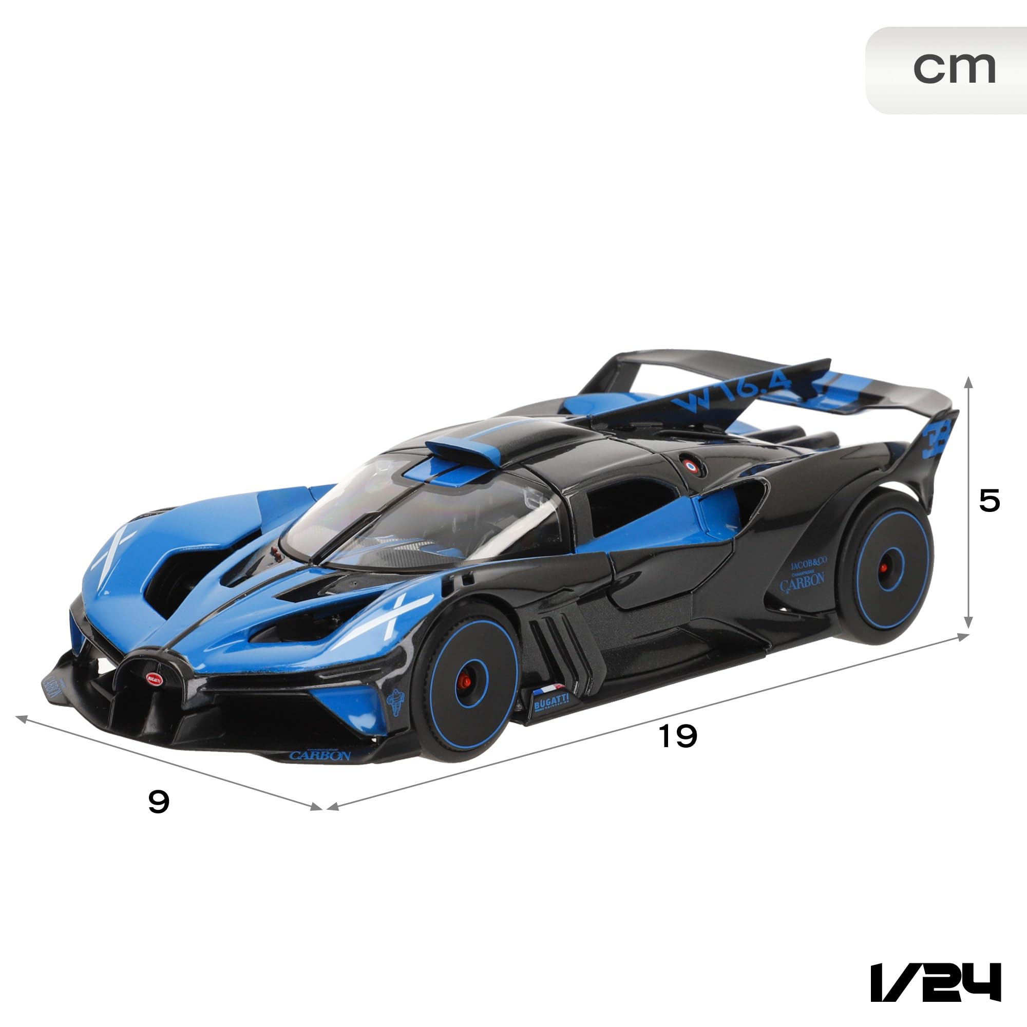 Maisto Bugatti Bolide 1:24 Scale Die-Cast Model Car - Blue | Opening Doors | Working Steering & Suspension 3