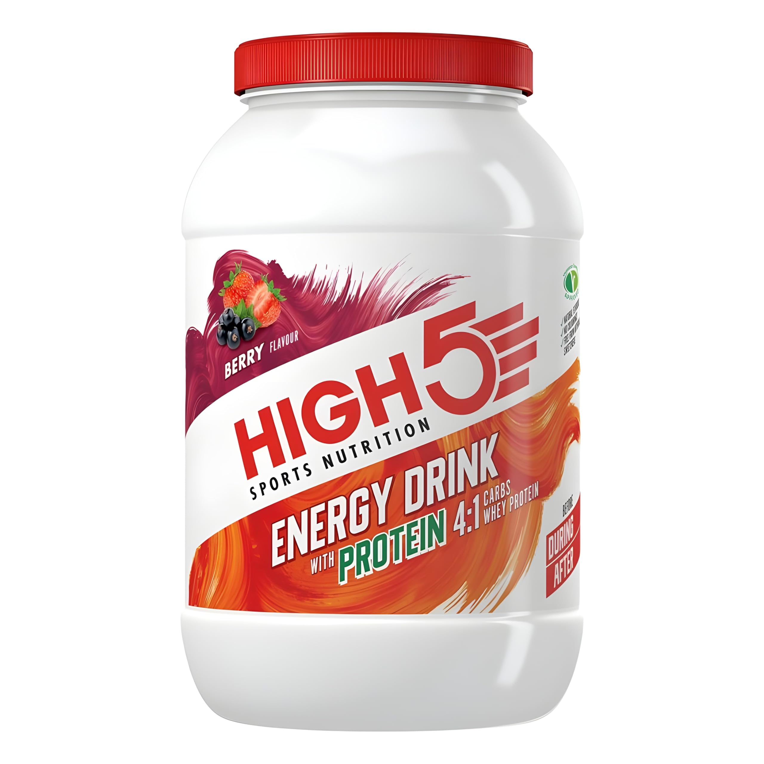 HIGH5 – Energydrink mit Proteinmischung aus Kohlenhydraten, Proteinen und Elektrolyten. Sportgetränkepulver (Beere, 1,6 kg)