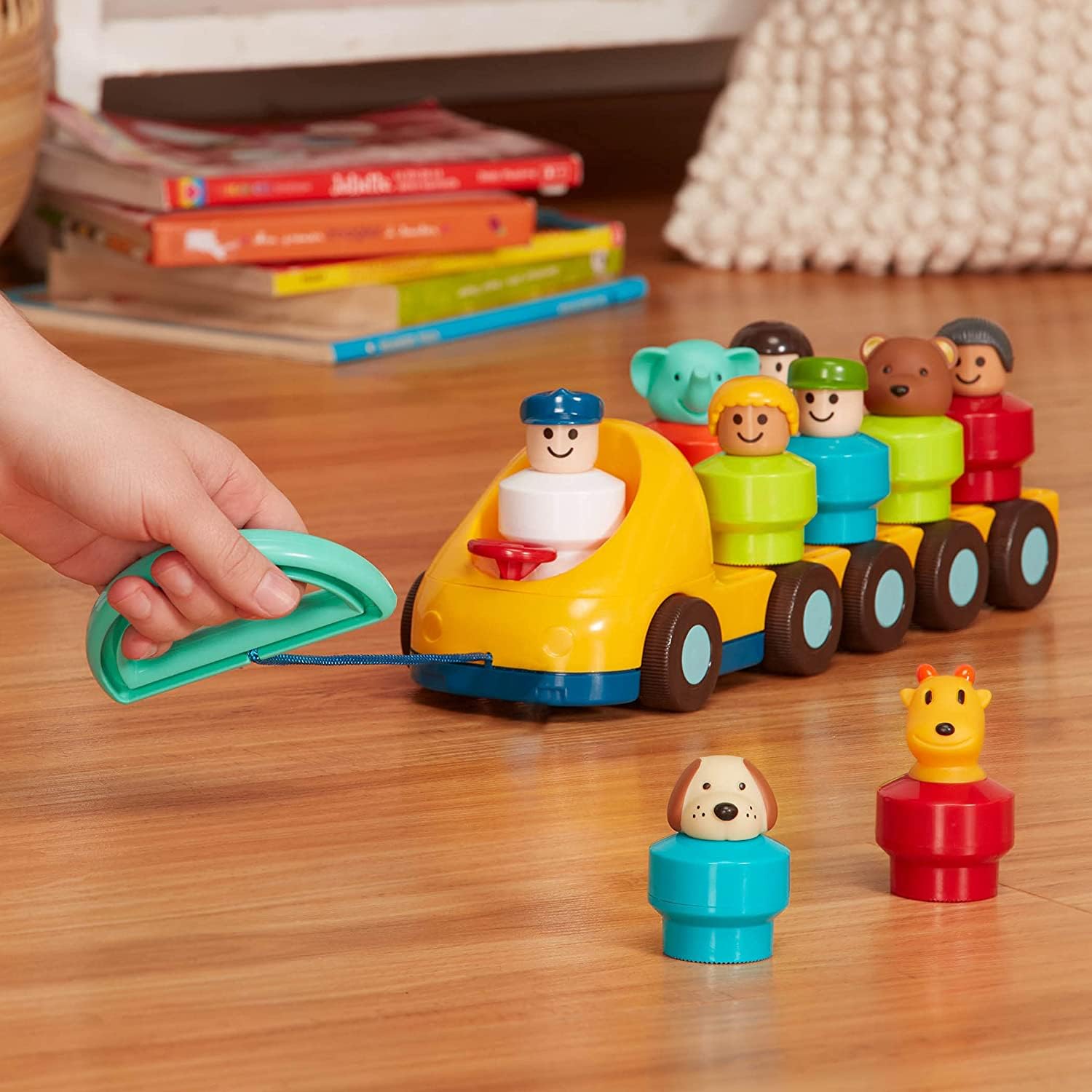Battat Spinning Bus Toy - Toddler Pull-Along Vehicle with 9 Figures & Ramp | Ages 18 Months+ 2