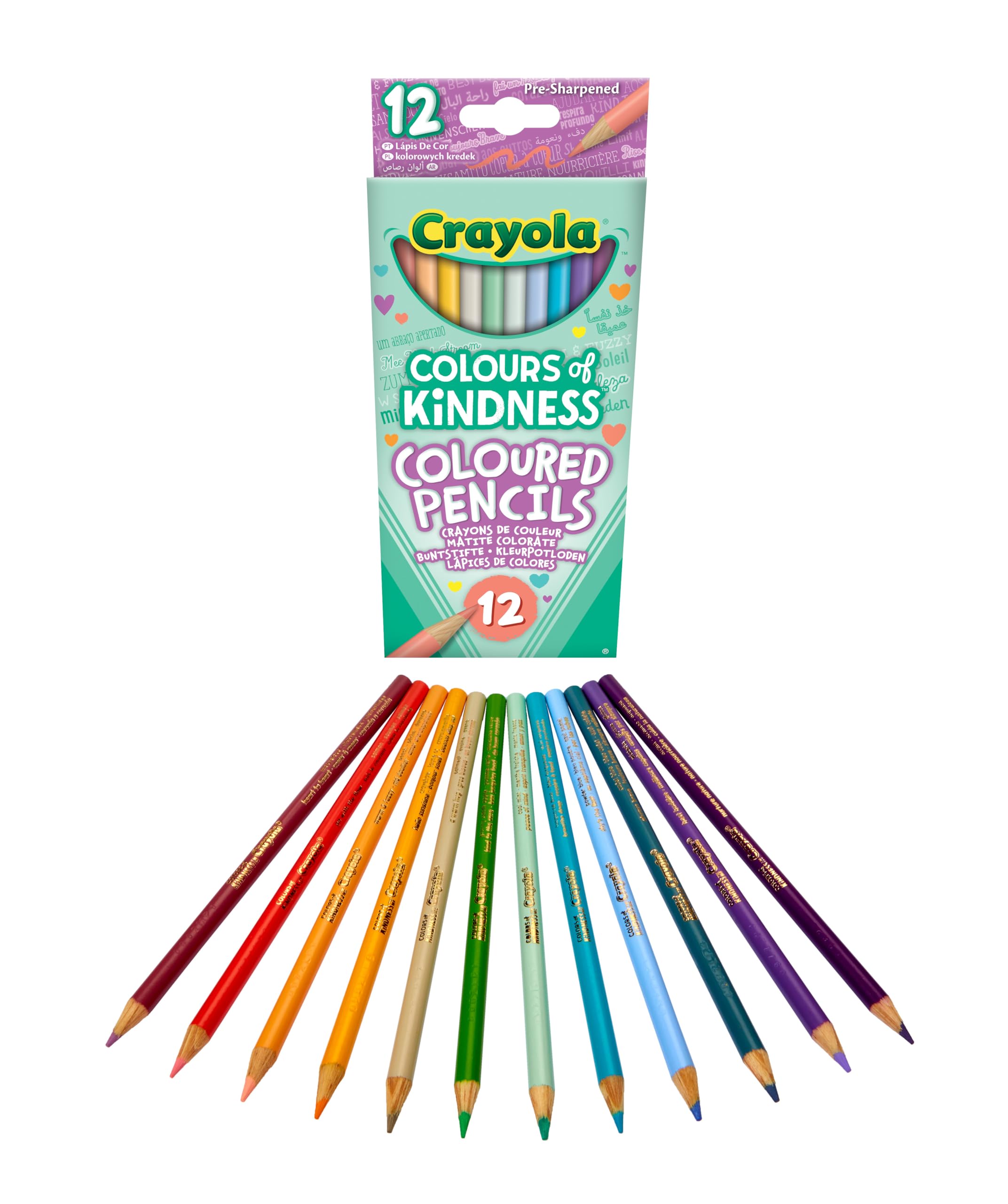 CRAYOLA Colours of Kindness Pencils - Assorted Colours (Pack of 12) | Non Toxic Wood HB