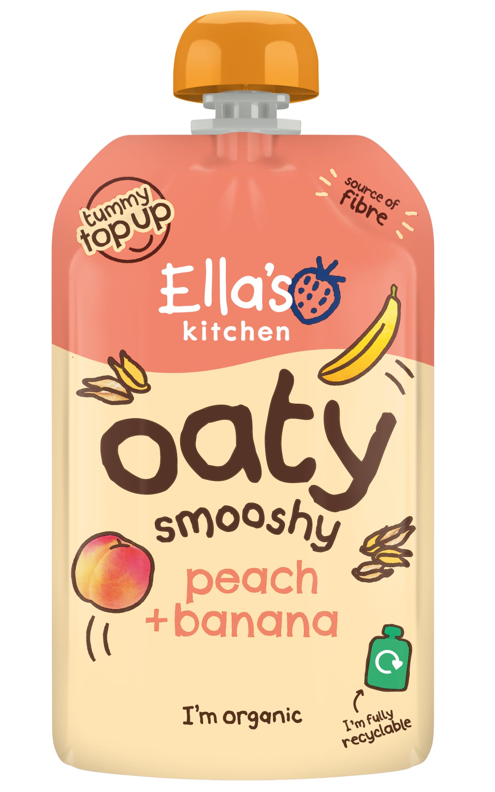 Ella's Kitchen Peach + Banana Oaty Smooshy 4 x 90g 2
