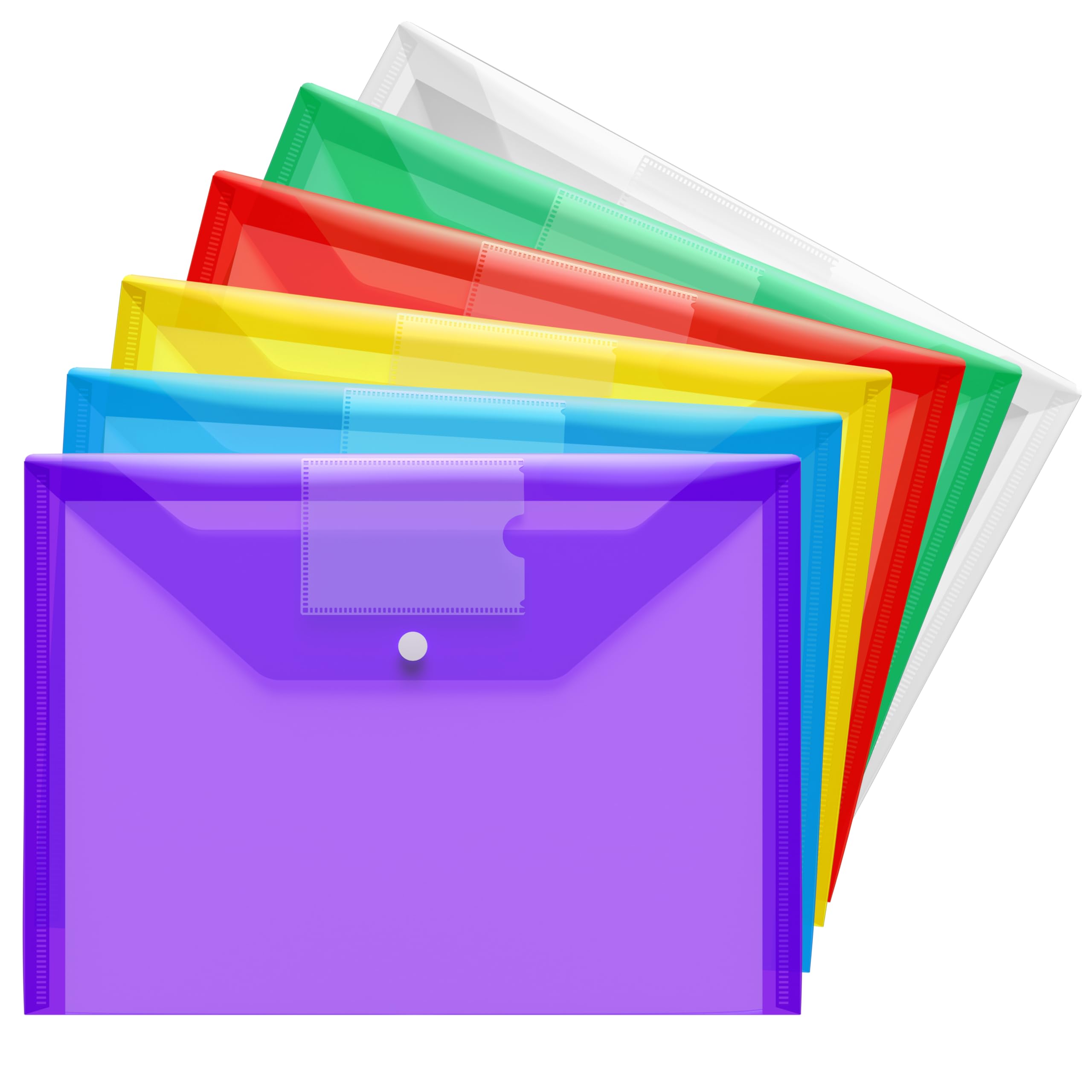 GoodtoU A4 Plastic Popper File Folders - 6 Pack | Waterproof | Holds 150 Sheets