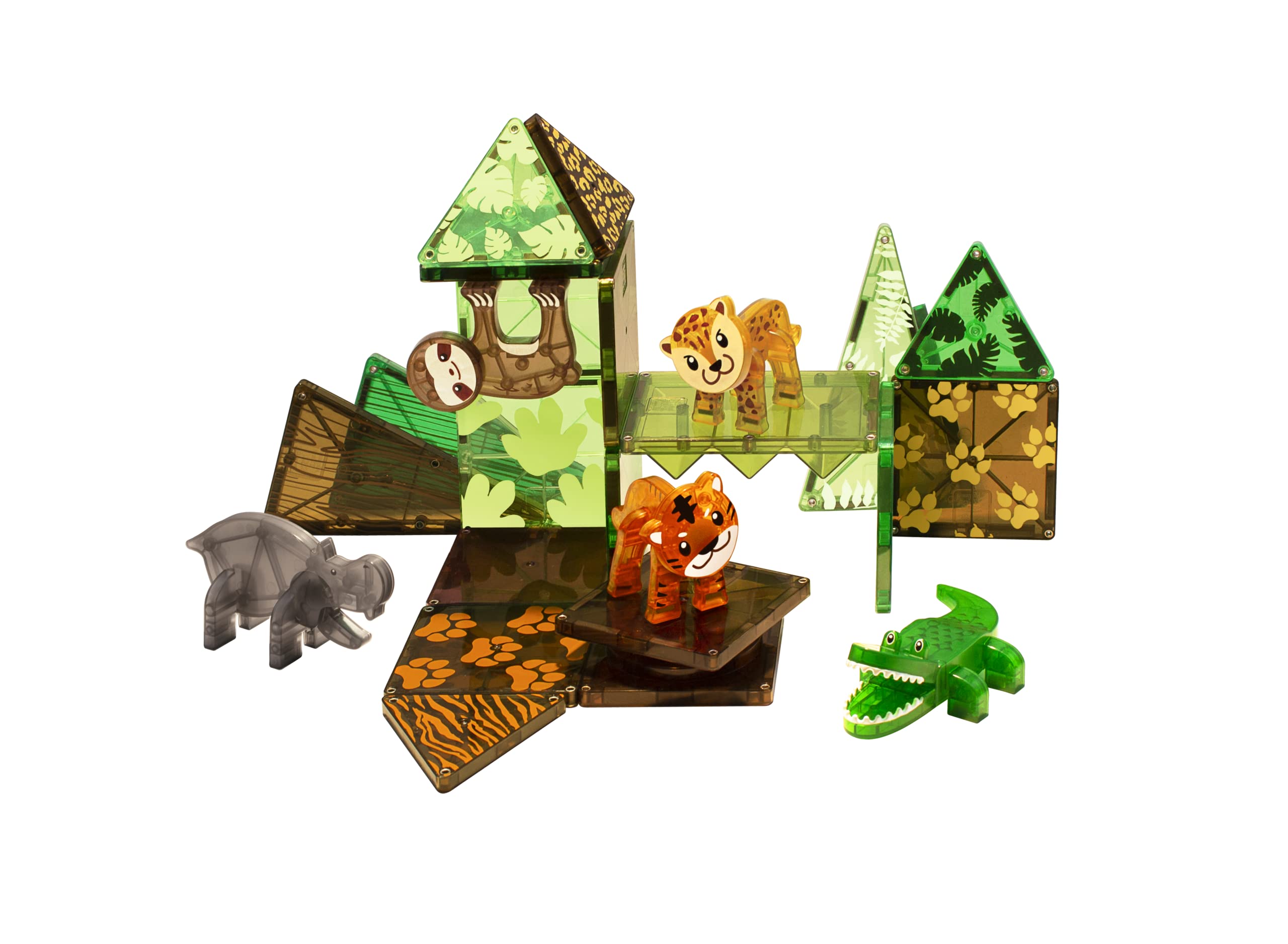 Magna-Tiles Jungle Animals 25-Piece Set - 3D magnetic building tiles, Clear Colors 4