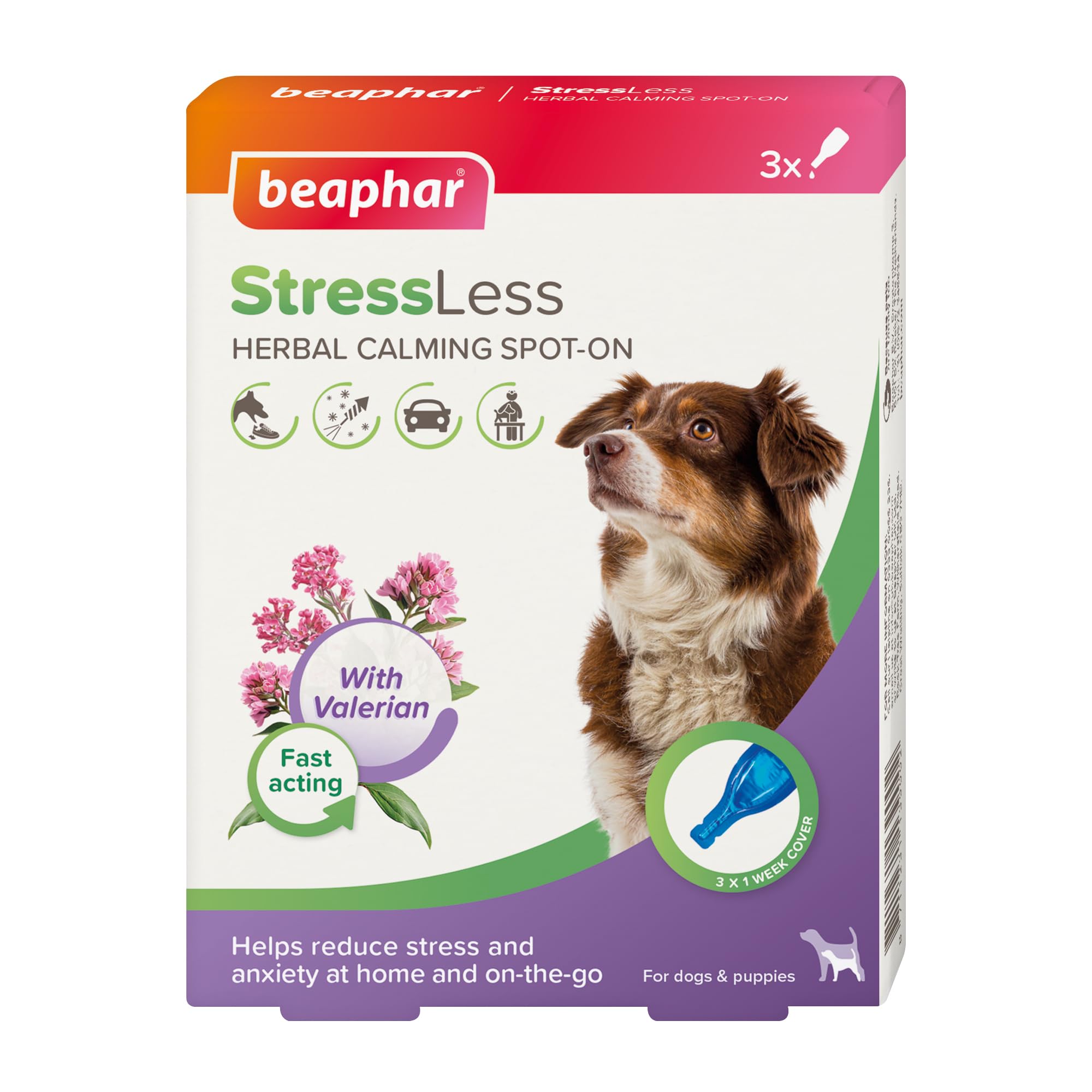 Beaphar StressLess Herbal Calming Spot-On for Dogs - 3 Pipettes | Up to 3 Weeks Support 1