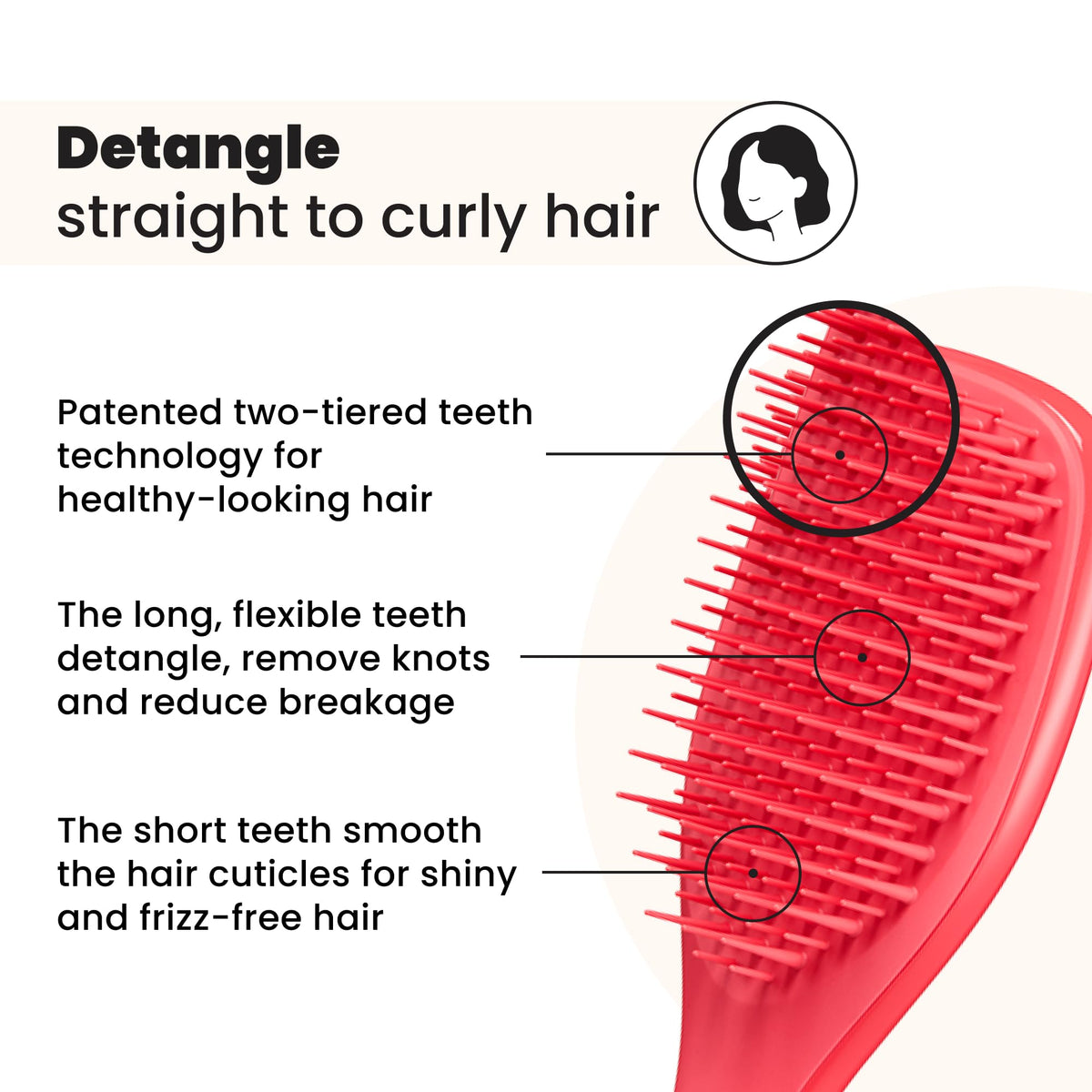 Tangle Teezer Mini Ultimate Detangler - Pink Punch | Detangling, Shine, Smoothening