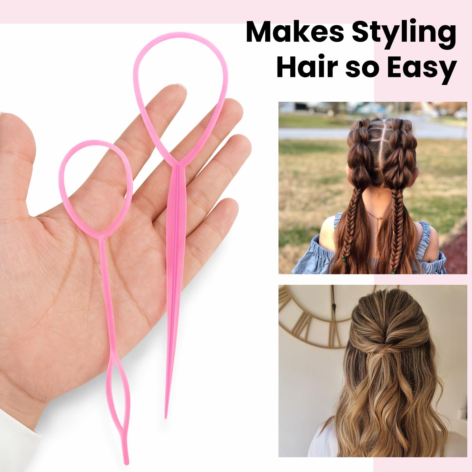 Admygo Topsy Tail Hair Tool Set - 10 Pcs Ponytail Holders for Women & Girls | Plastic 6