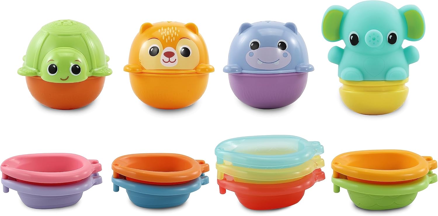 VTech Stack & Splash Bathtime Boats - Stacking & Linking Bath Toy with 9 Colors for Babies & Toddlers 1