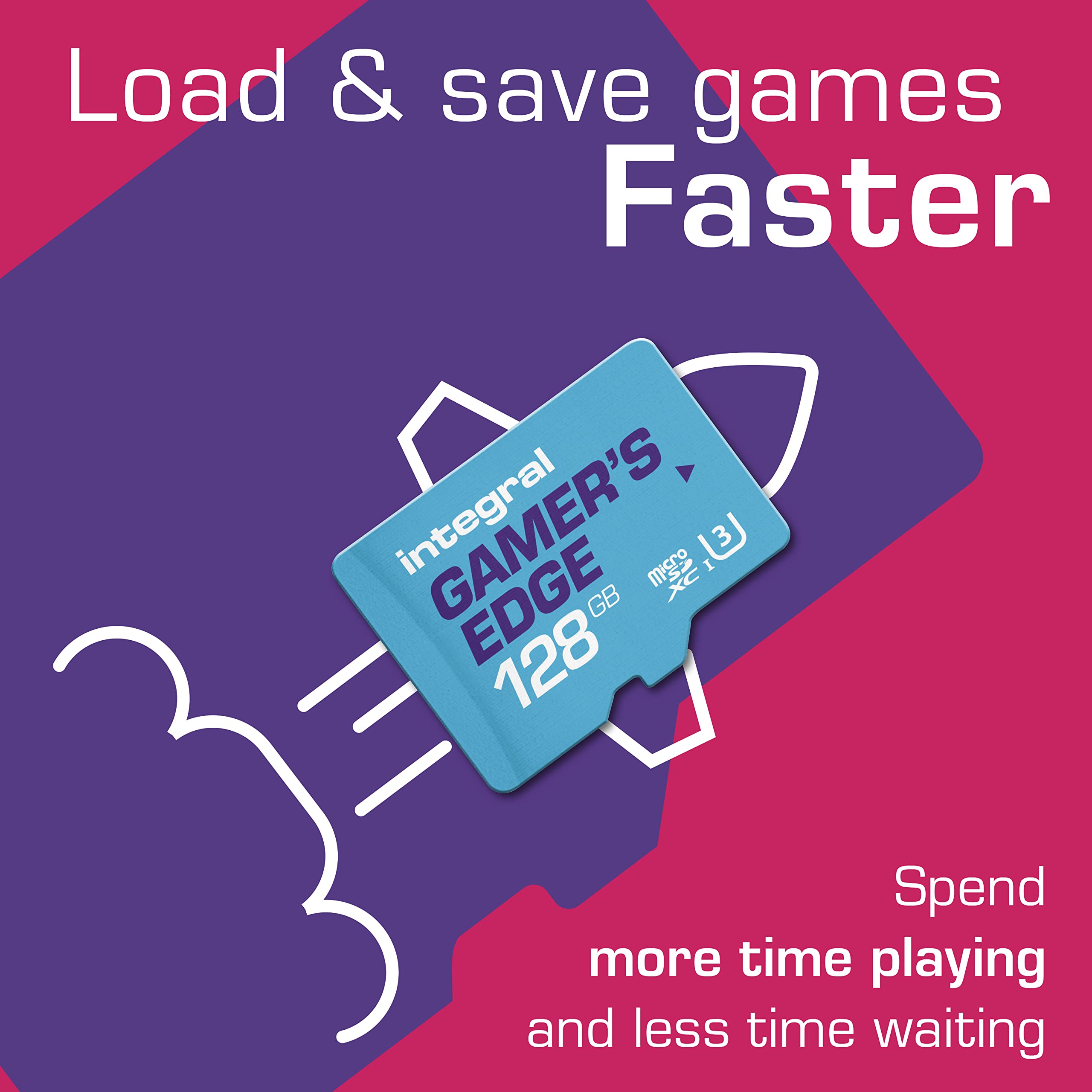 Integral 128GB Gamer's Edge Micro SD Card for Nintendo Switch, Switch Lite & Switch OLED - U3, 100MB/s Read, A1 App Performance 3