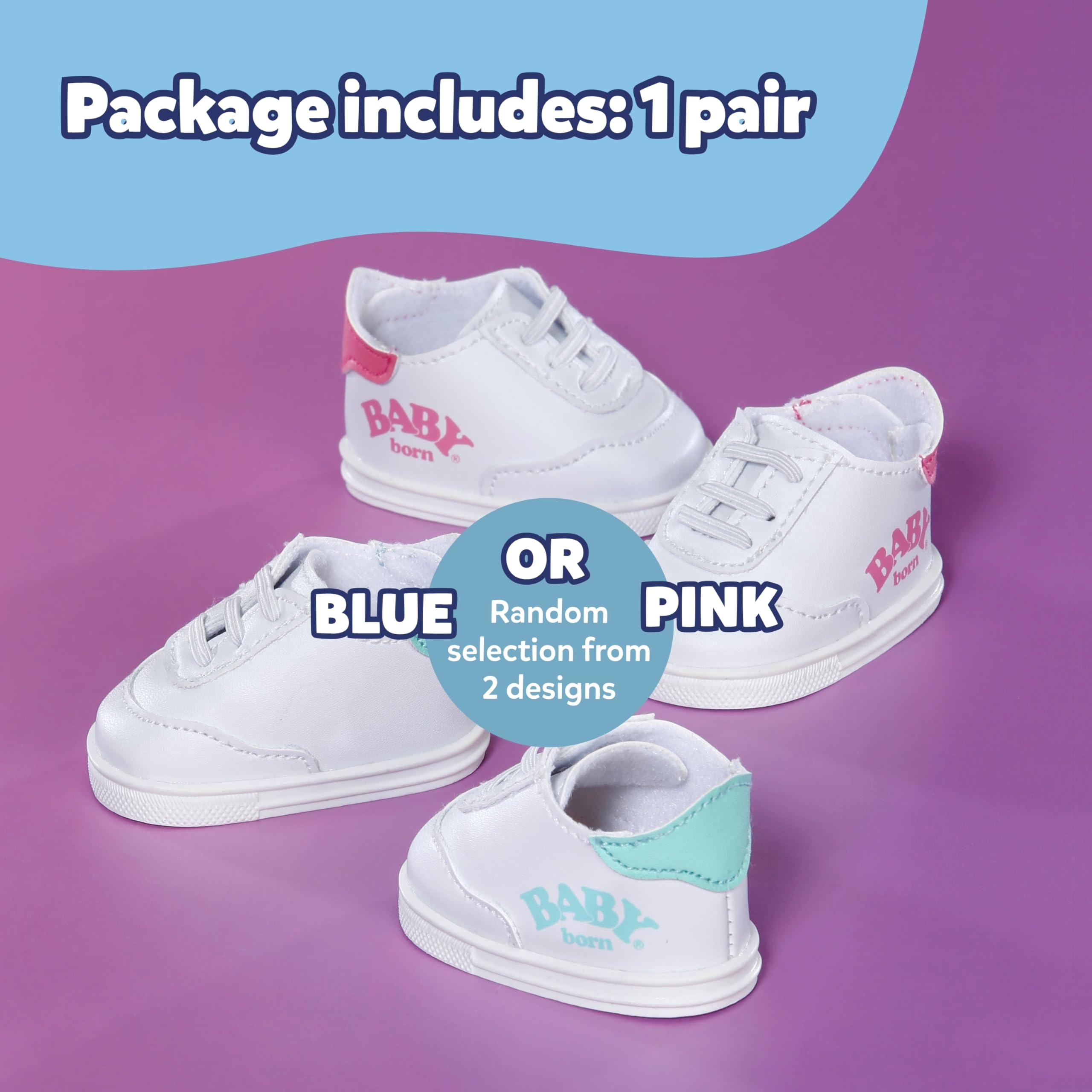BABY born Doll Sneakers - Random Design Selection | Fits 43cm Dolls | Polyester