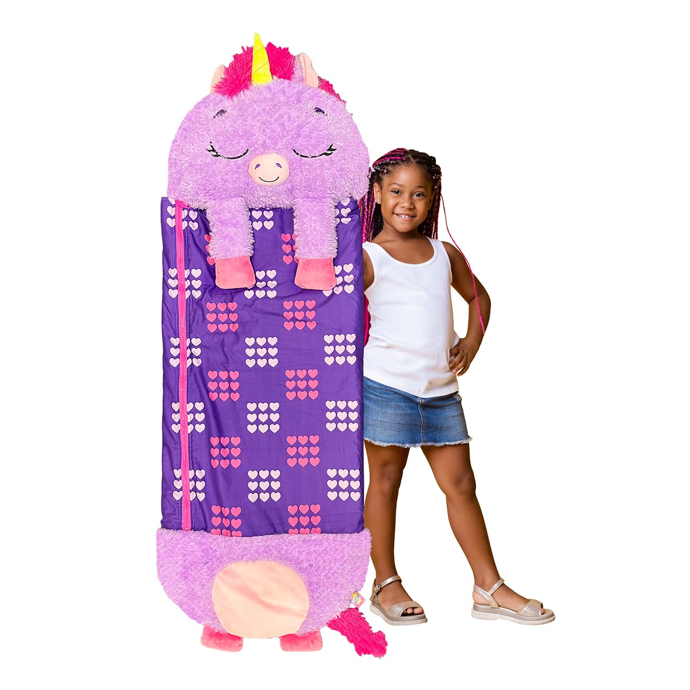 Happy Nappers Kids Sleeping Bag - Purple Unicorn - 2-in-1 Plush Toy & Sleeping Bag for Sleepovers & Camping 5
