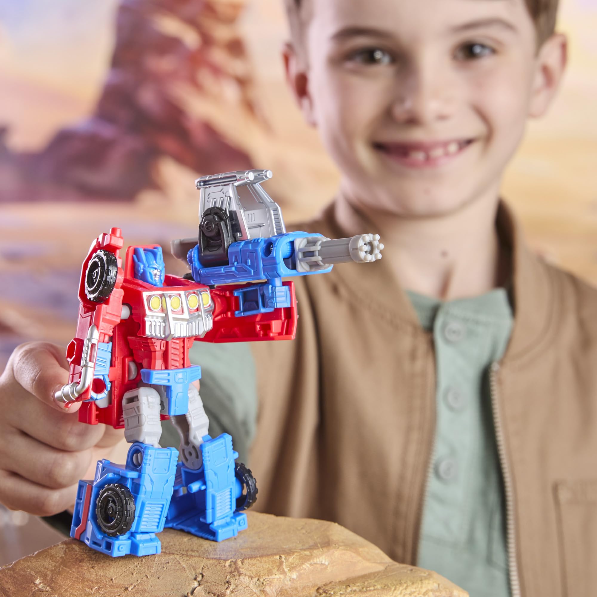 Transformers Optimus Prime Armored Cyber Changers Action Figure | 2-Step Conversion | 4-Inch 4