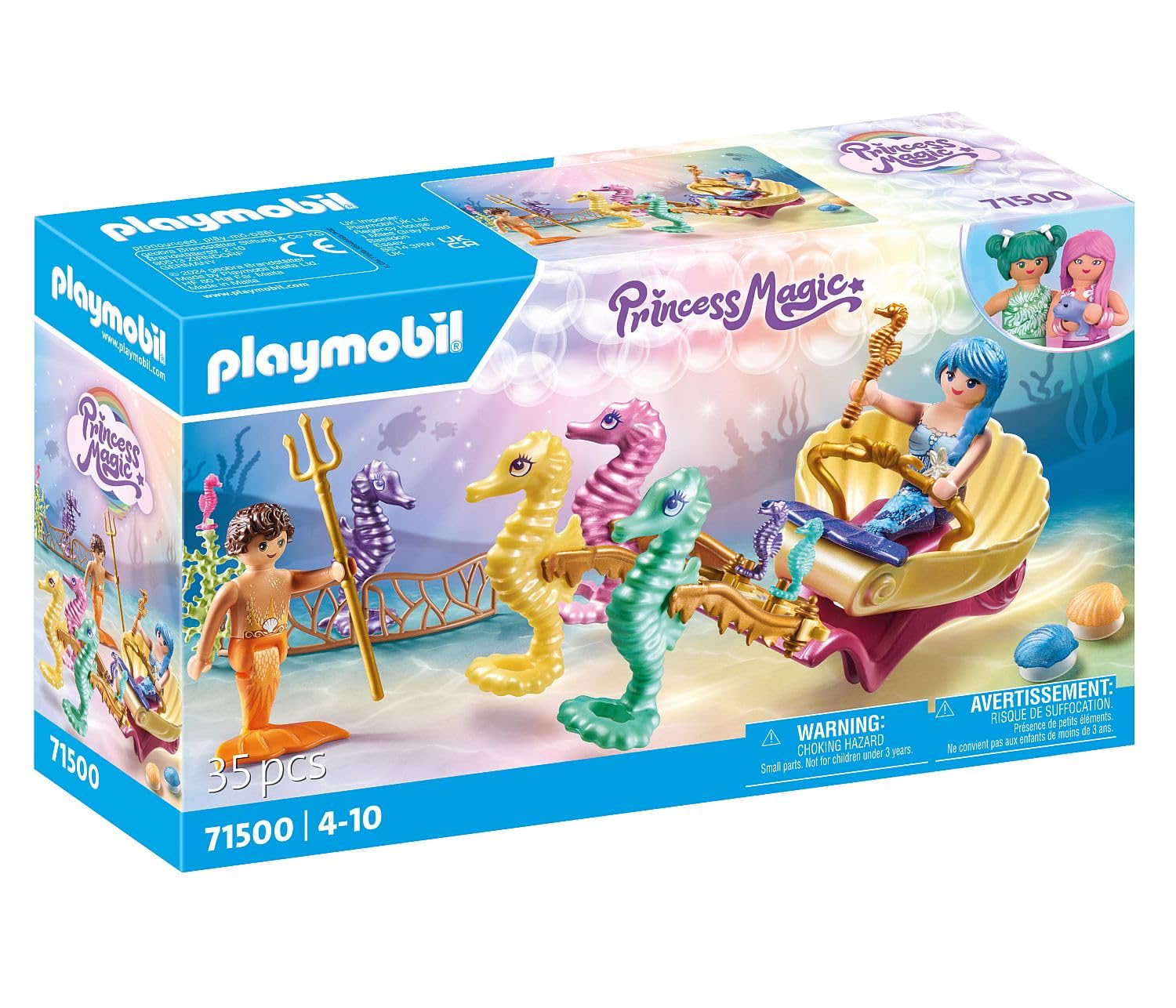 Playmobil Mermaid with Seahorse Carriage - Imaginative Underwater Playset for Kids 1