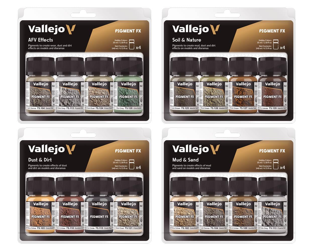 Vallejo Pigment Set - Rust & Corrosion Effects | 4 Jars (35 ml Each) | Includes Guide 6