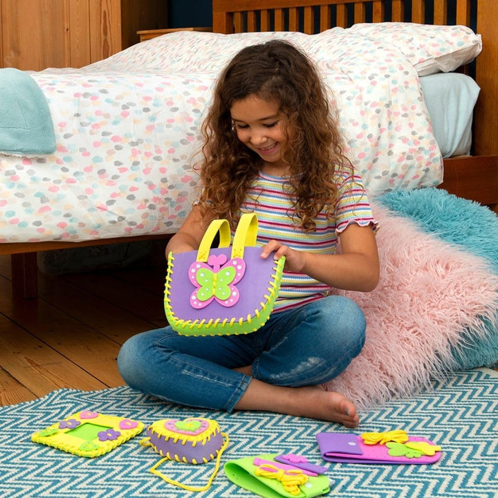 Galt First Sewing Kids Craft Kit - Foam Sewing Set with Pencil Case, Purse & Frame