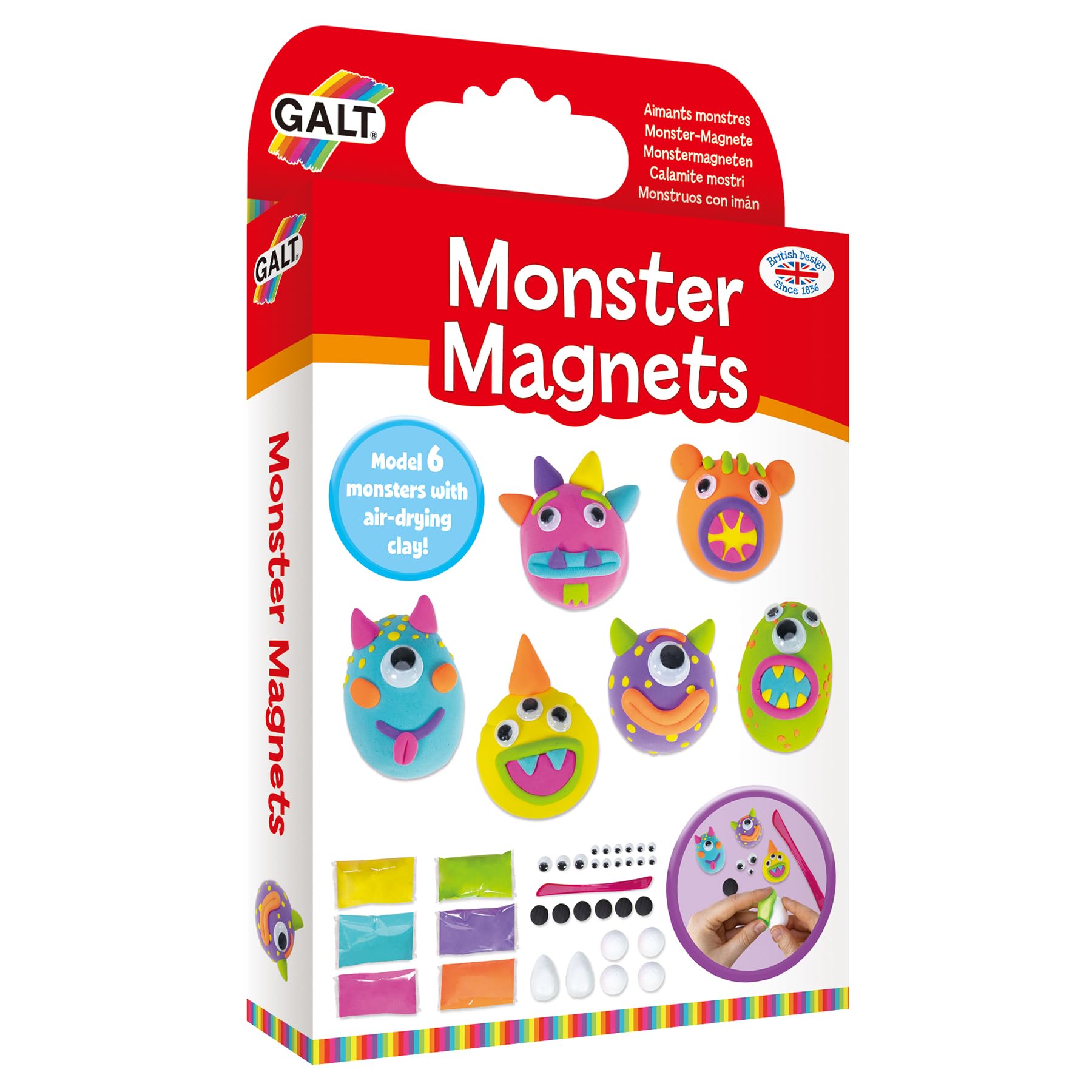 Galt Monster Magnets Kids Craft Set - Make 6 Magnets | Air-Drying Clay | Ages 6+ 1