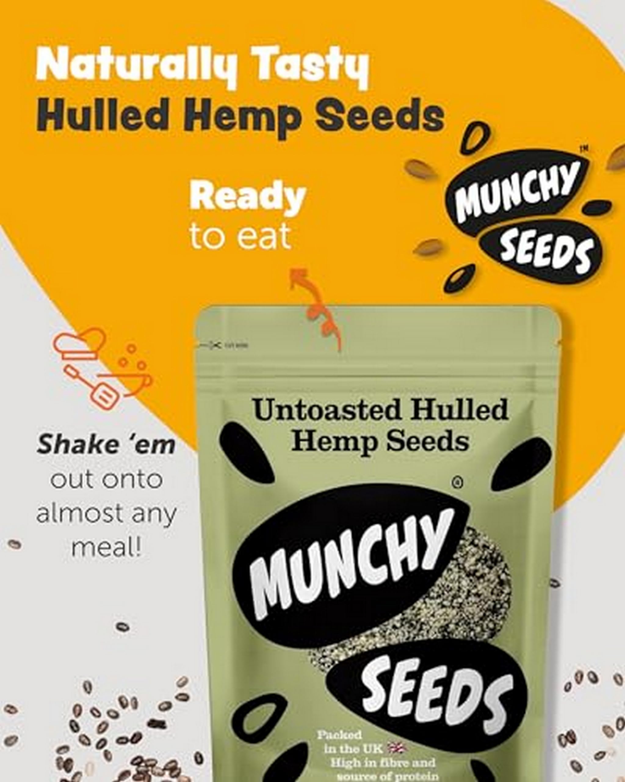 Munchy Seeds Hulled Hemp Seeds - Vegan Protein, Omega 3 Source | 1kg Roasted 5