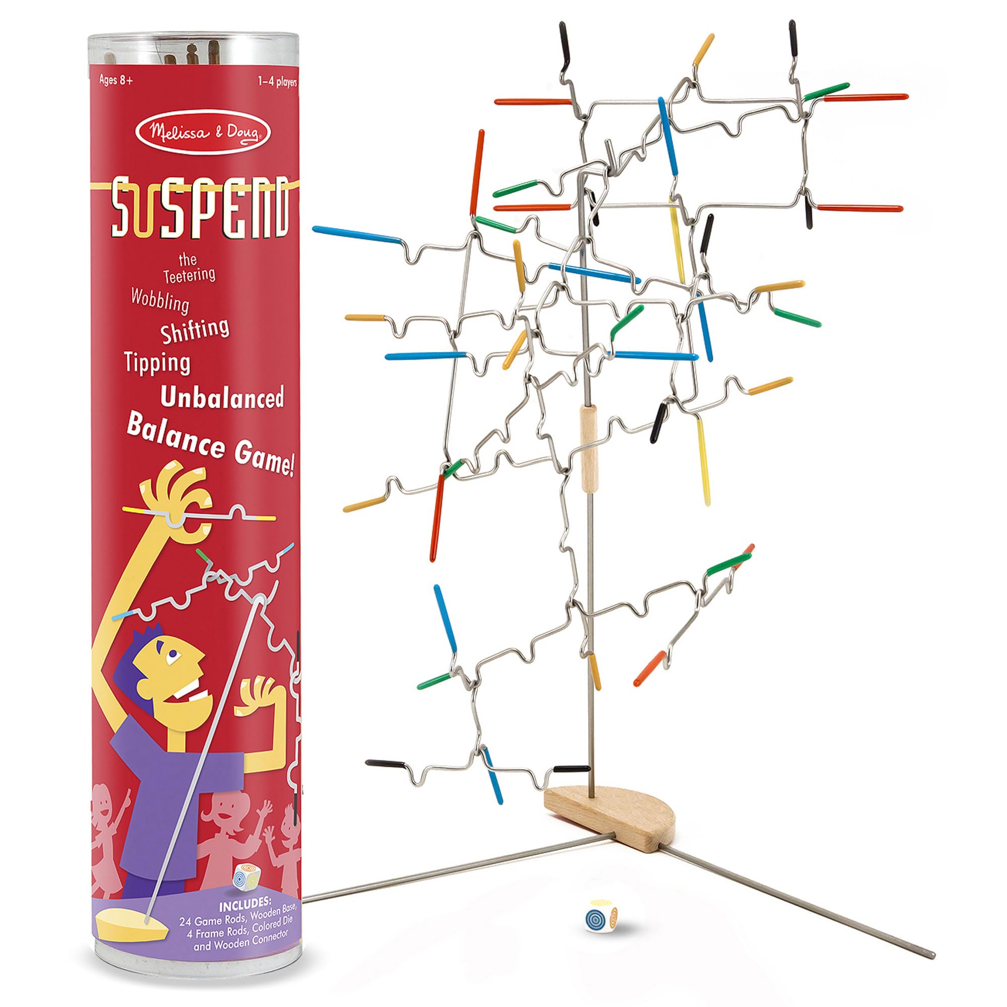 Melissa & Doug Suspend Balancing & Stacking Game | 1-4 Players | Ages 8+ | Multicolor Metal & Wood