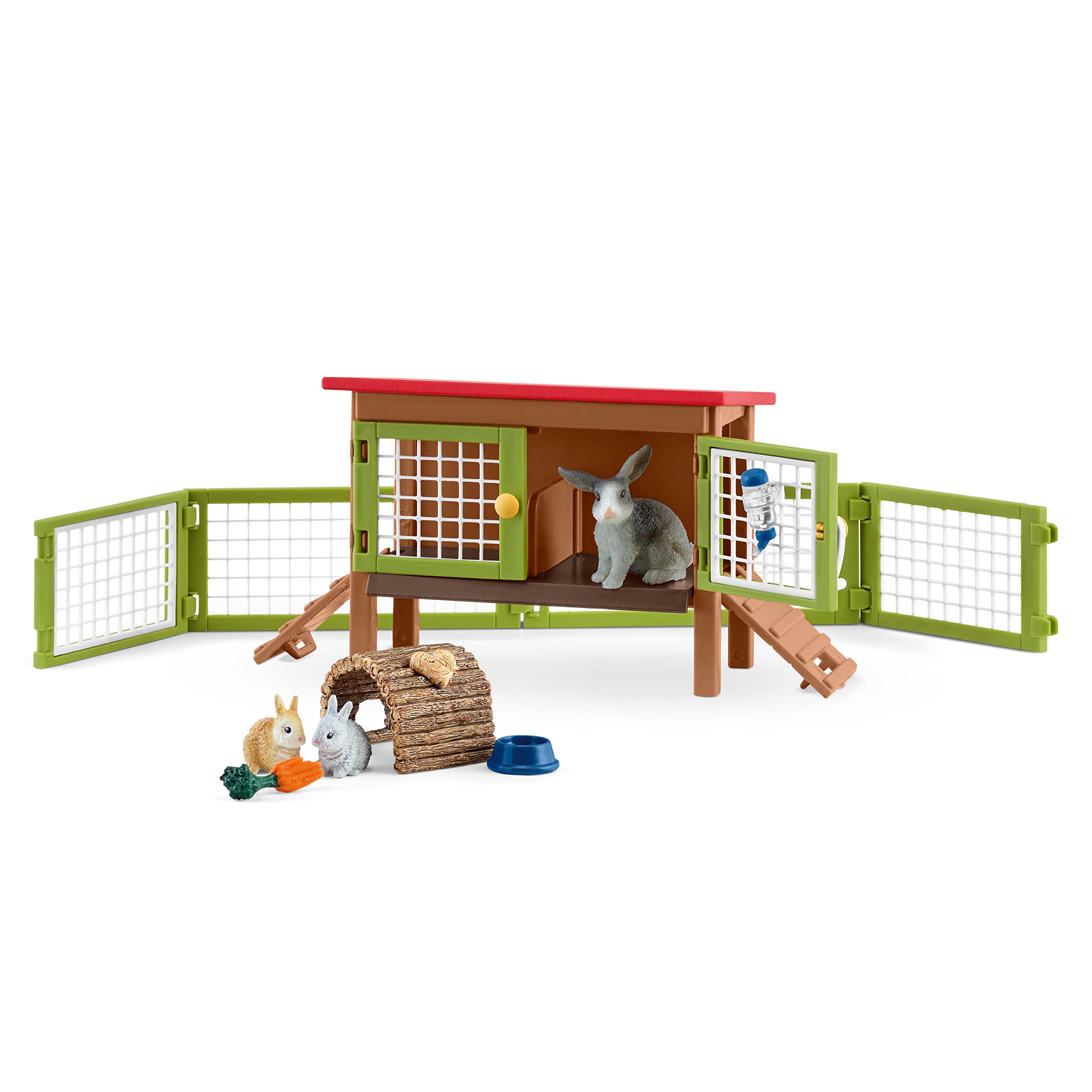 SCHLEICH Farm World Rabbit Hutch Playset - 8-Piece Animal Set for Imaginative Farm Play 13