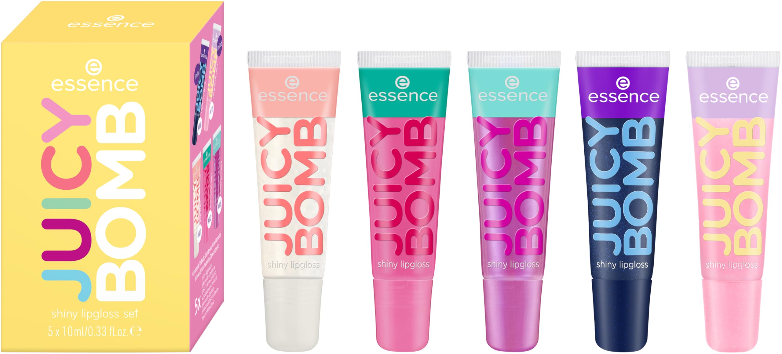 essence JUICY BOMB Lip Gloss Set - 5 Shades | Sheer, Shiny Finish | Fruity Scents