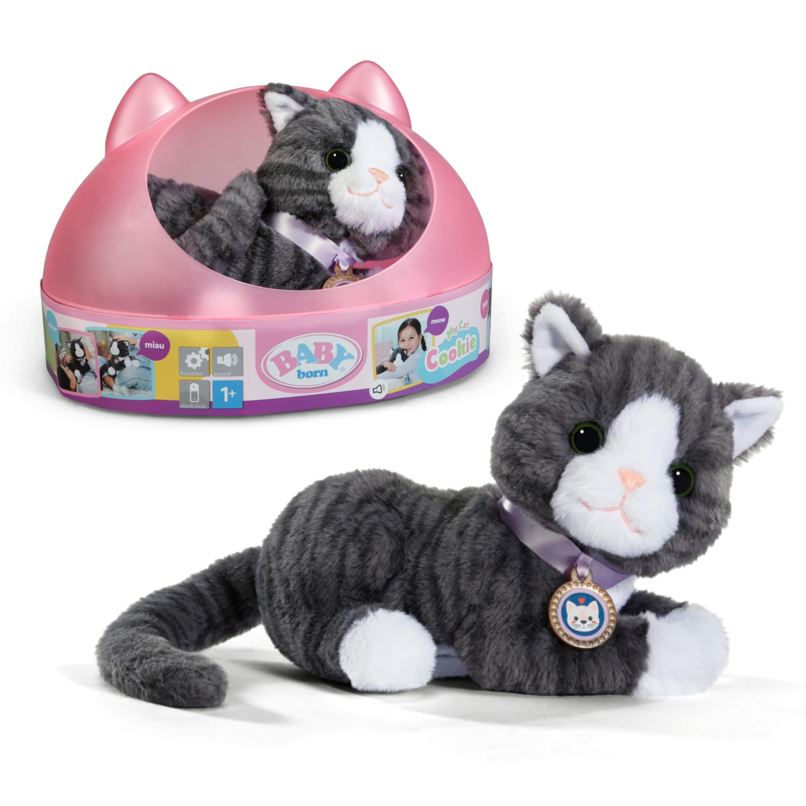 BABY born My Cat Cookie - Interactive Plush Kitten with Cat Bed for Toddlers 1+
