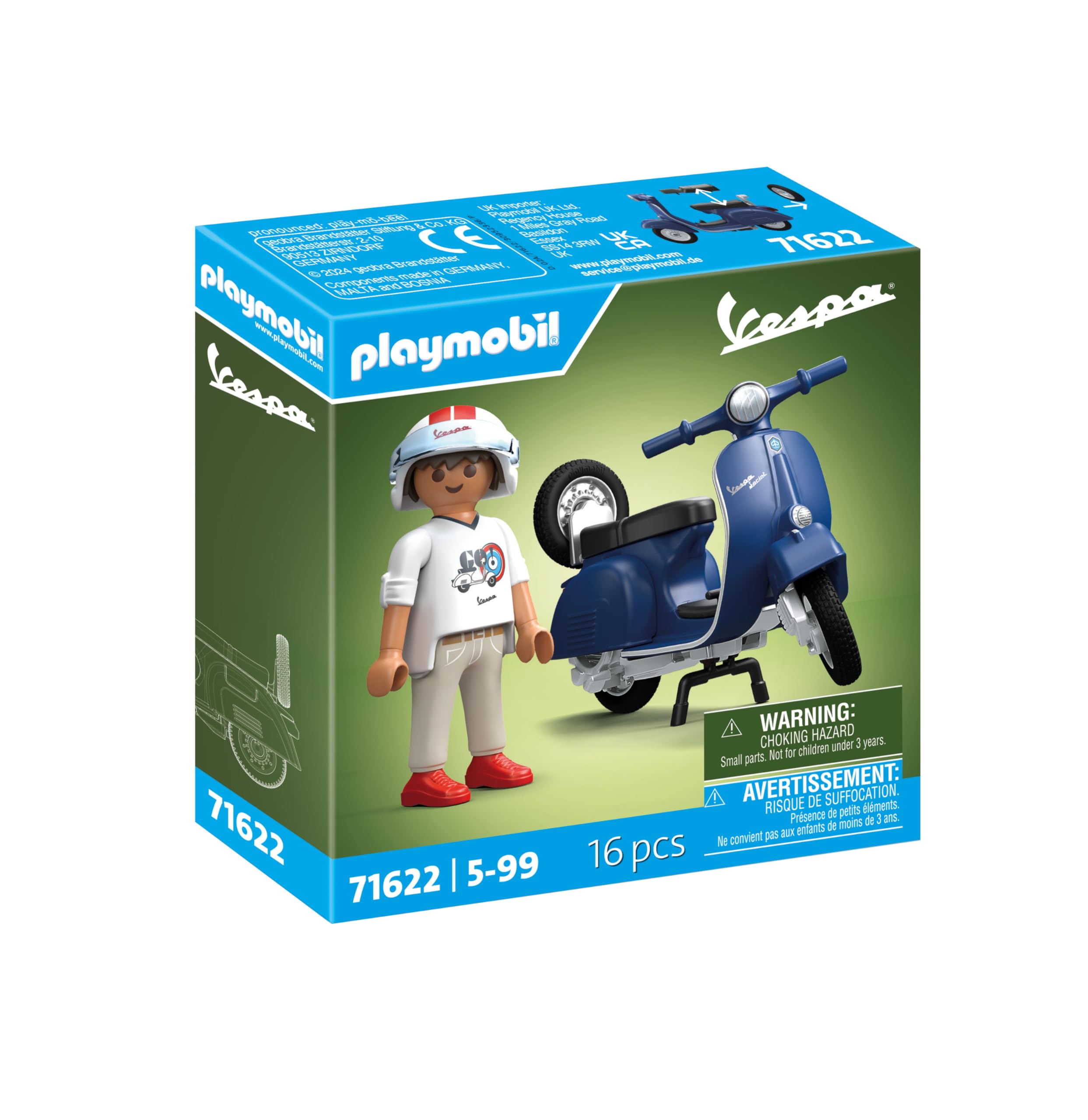 Playmobil 71622 Cars: 1969 Vespa 150 Sprint Veloce, Blue | Ages 5+