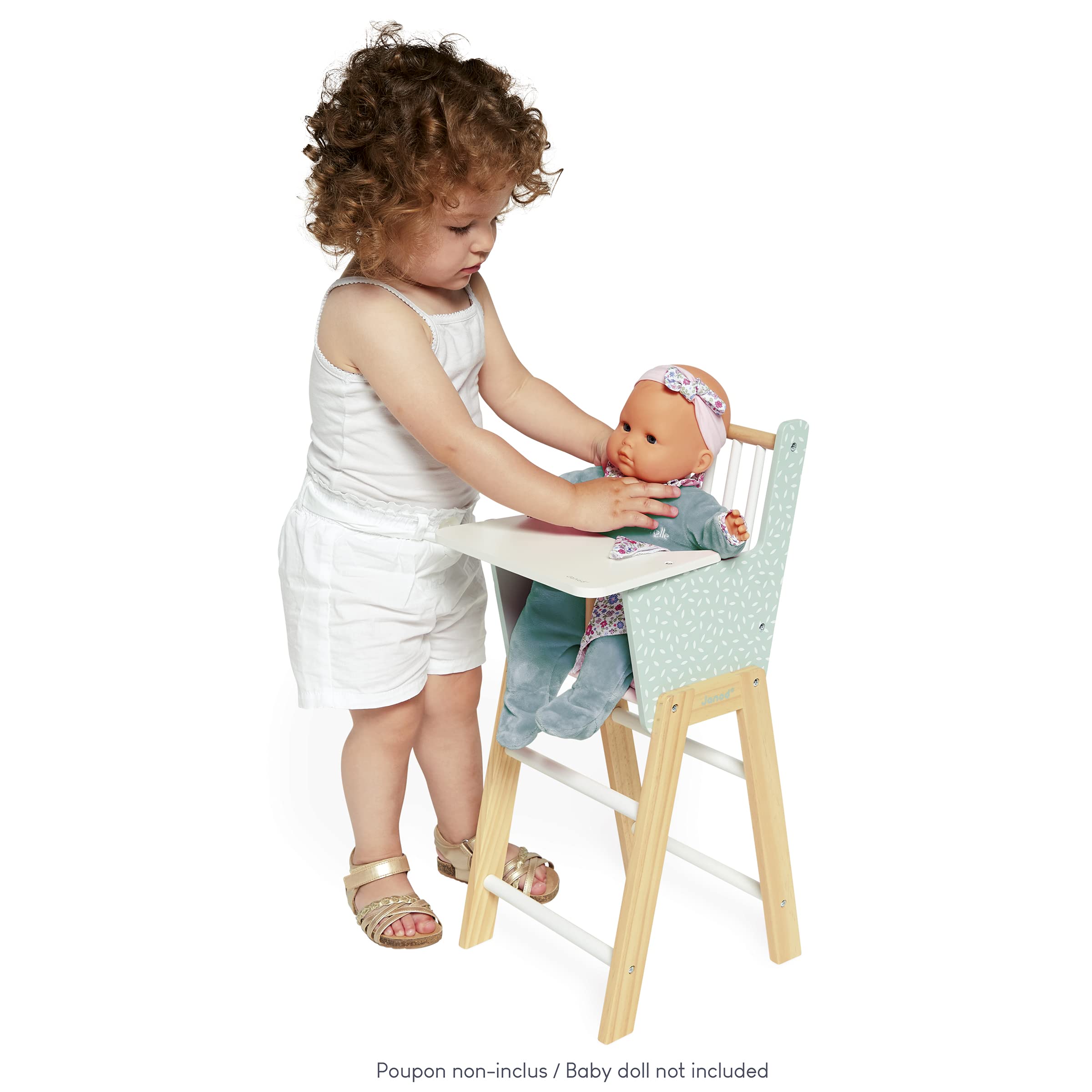 Janod Zen FSC Wood Doll Highchair Accessory for Pretend Play Toys 9