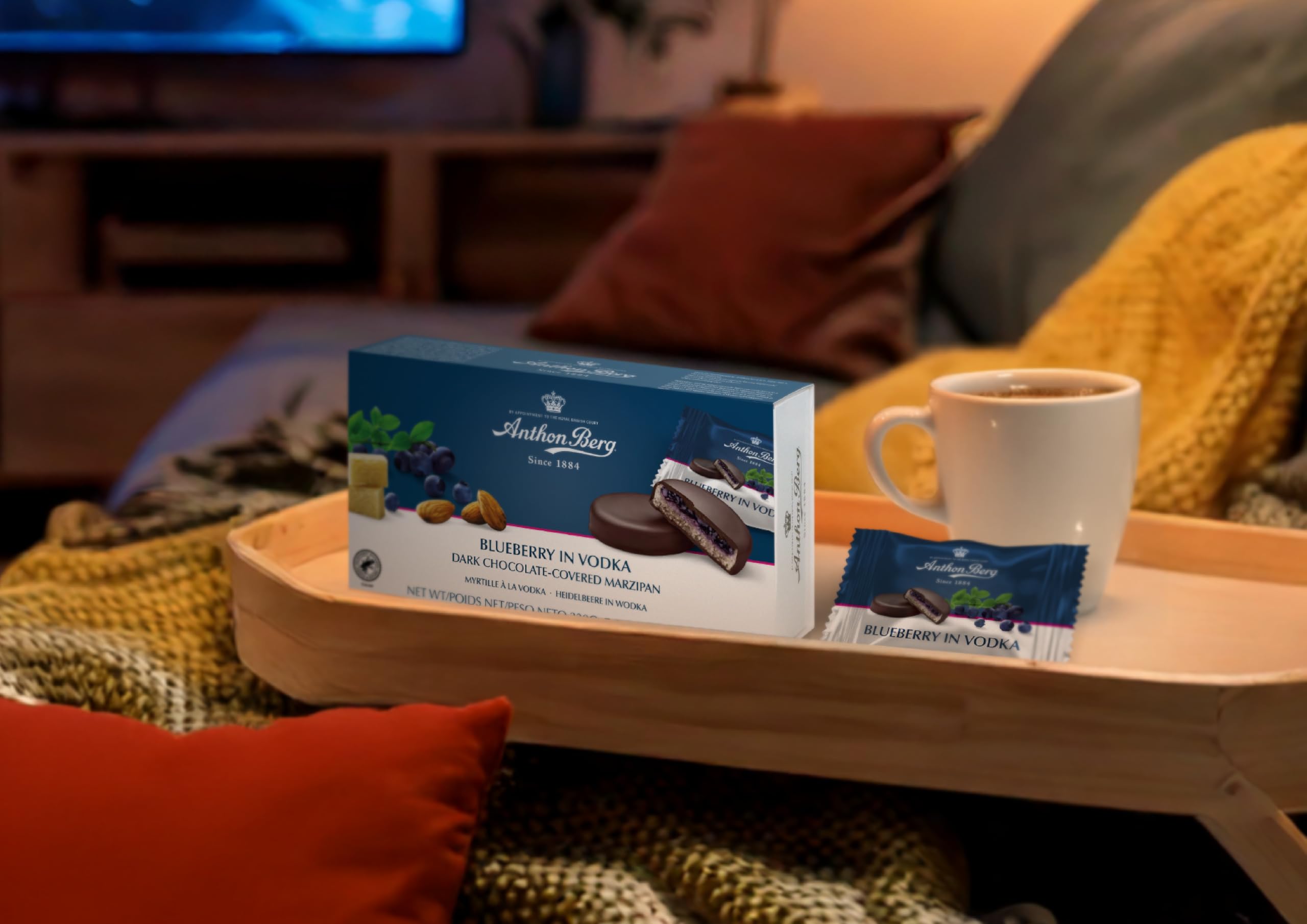 Anthon Berg Dark Chocolate Covered Marzipan Treats with Blueberry in Vodka, 220g 4