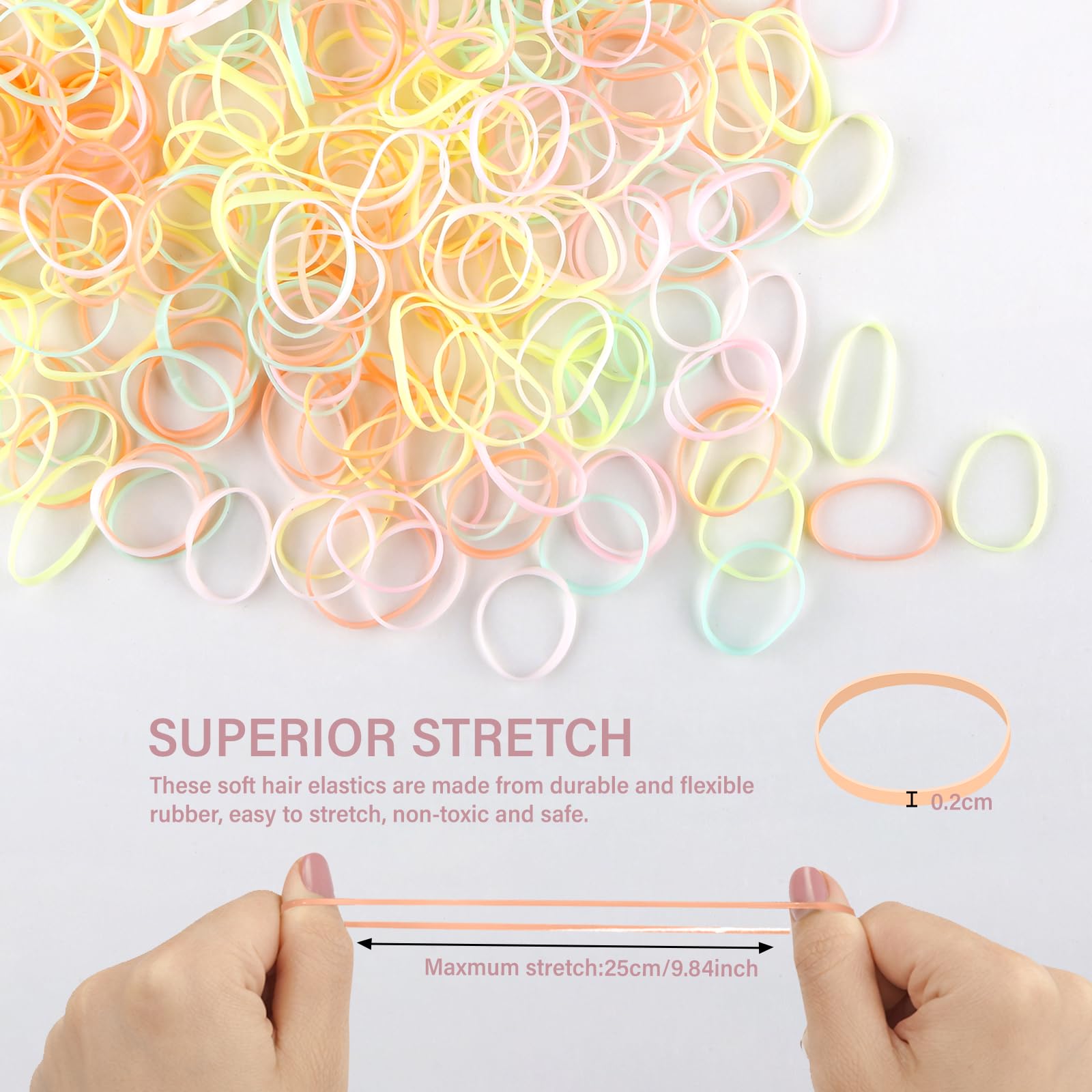Muexoee Mini Elastic Hair Ties - 500 Pack Ice Cream Colours for All Hair Types 2