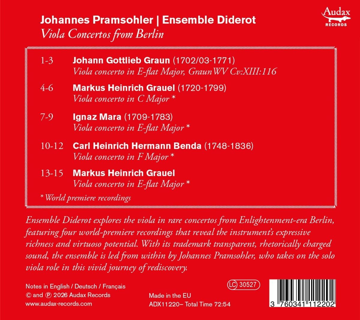 Ensemble Diderot - Viola Concertos from Berlin [CD]