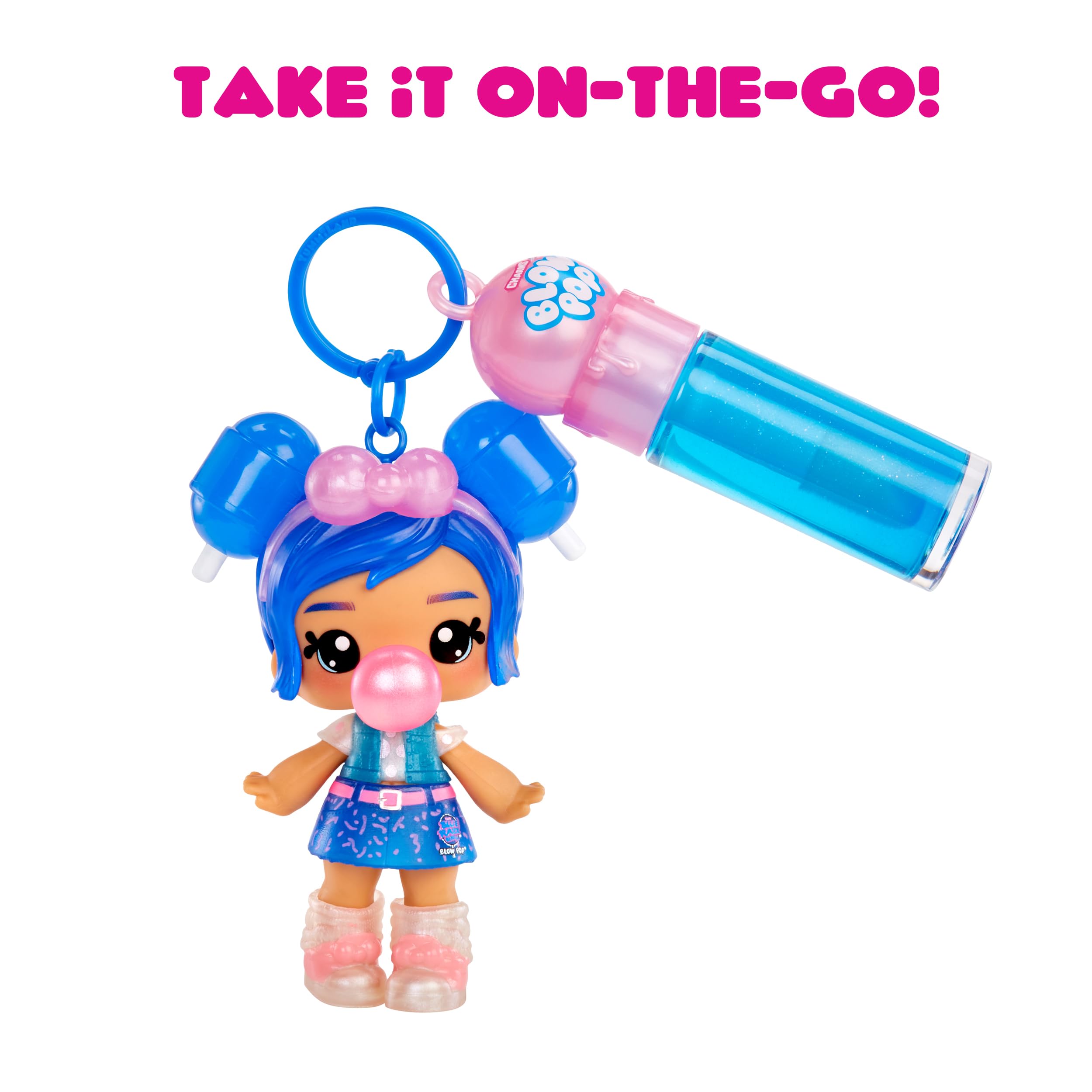 Yummiland x Blow Pop Lip Gloss Doll - Lulu Raspberry DIY Kit with Keychain, Articulated Fashion Doll & Customizable Accessories 14