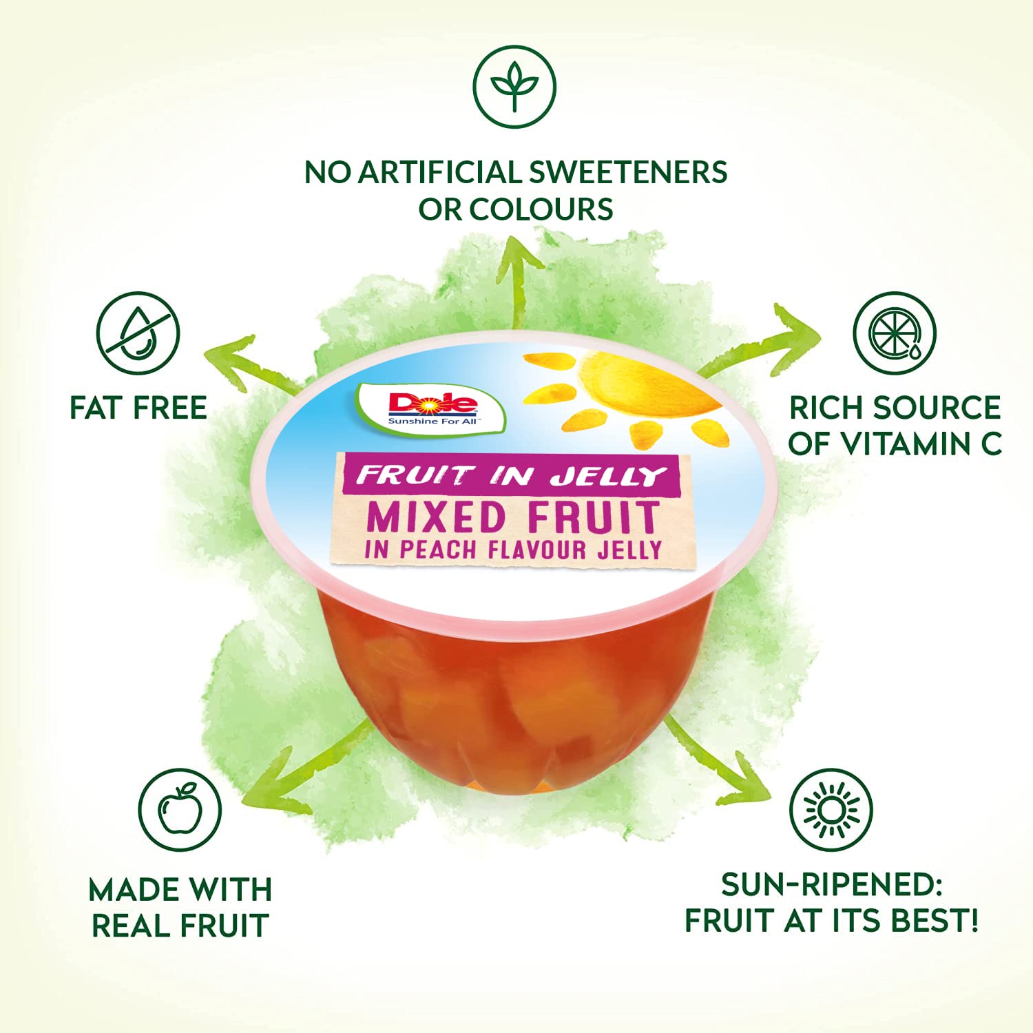 Dole Mixed Fruit In Peach Jelly - 12 Pack (3 x 4 Pots) | 100% Natural Fruit | Fat-Free 2