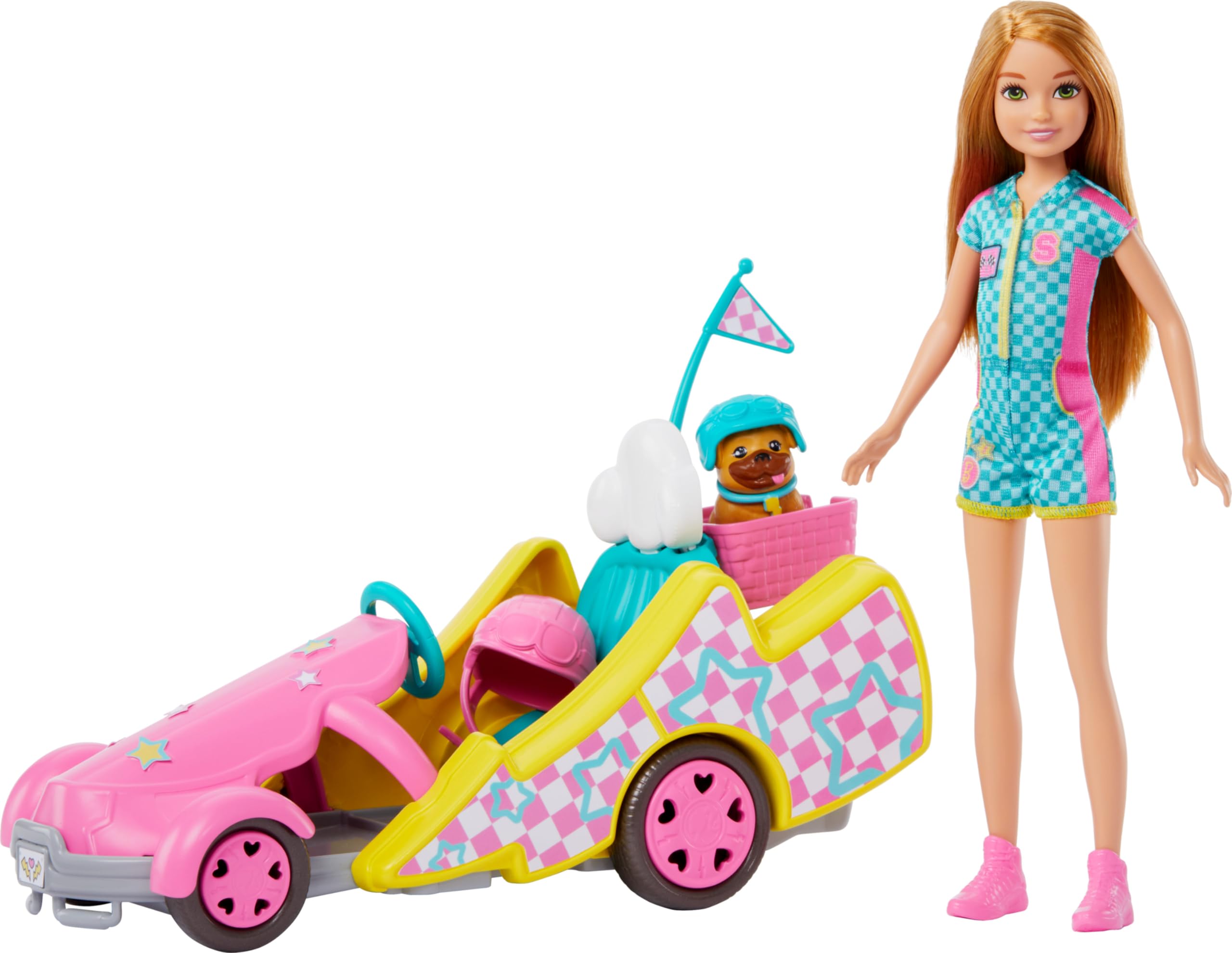 Barbie Stacie Doll with Go-Kart Car, Dog, Accessories & Sticker Sheet - Doll Playset for Kids 3+