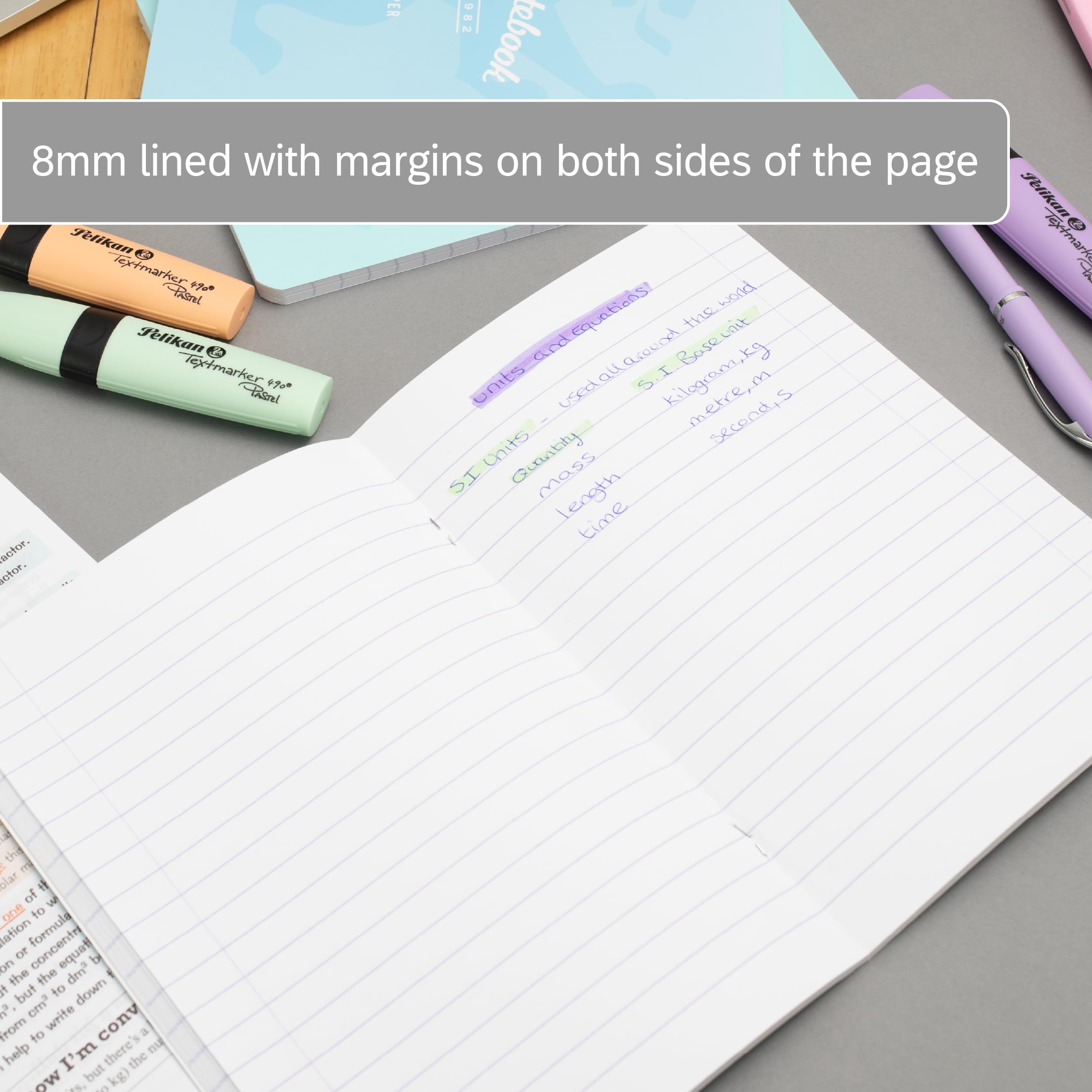 Oxford Campus A5 Notebook - 120 Pages, 8mm Lined with Margin | 5 Pastel Colours Pack 4