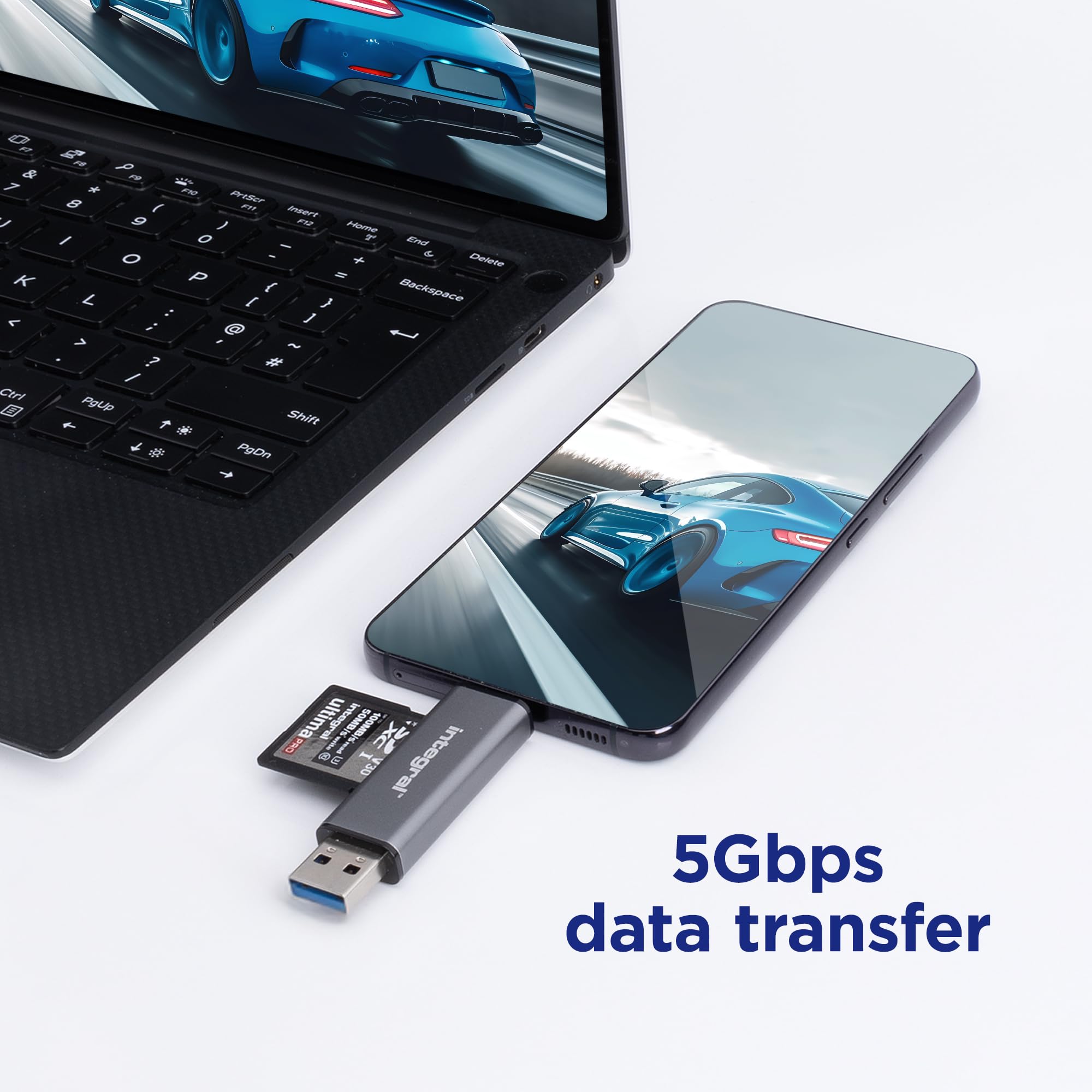 Integral Dual USB 3.0 & USB C microSD/SD Card Reader - INCRUSB3.2ACSDMSDR 3