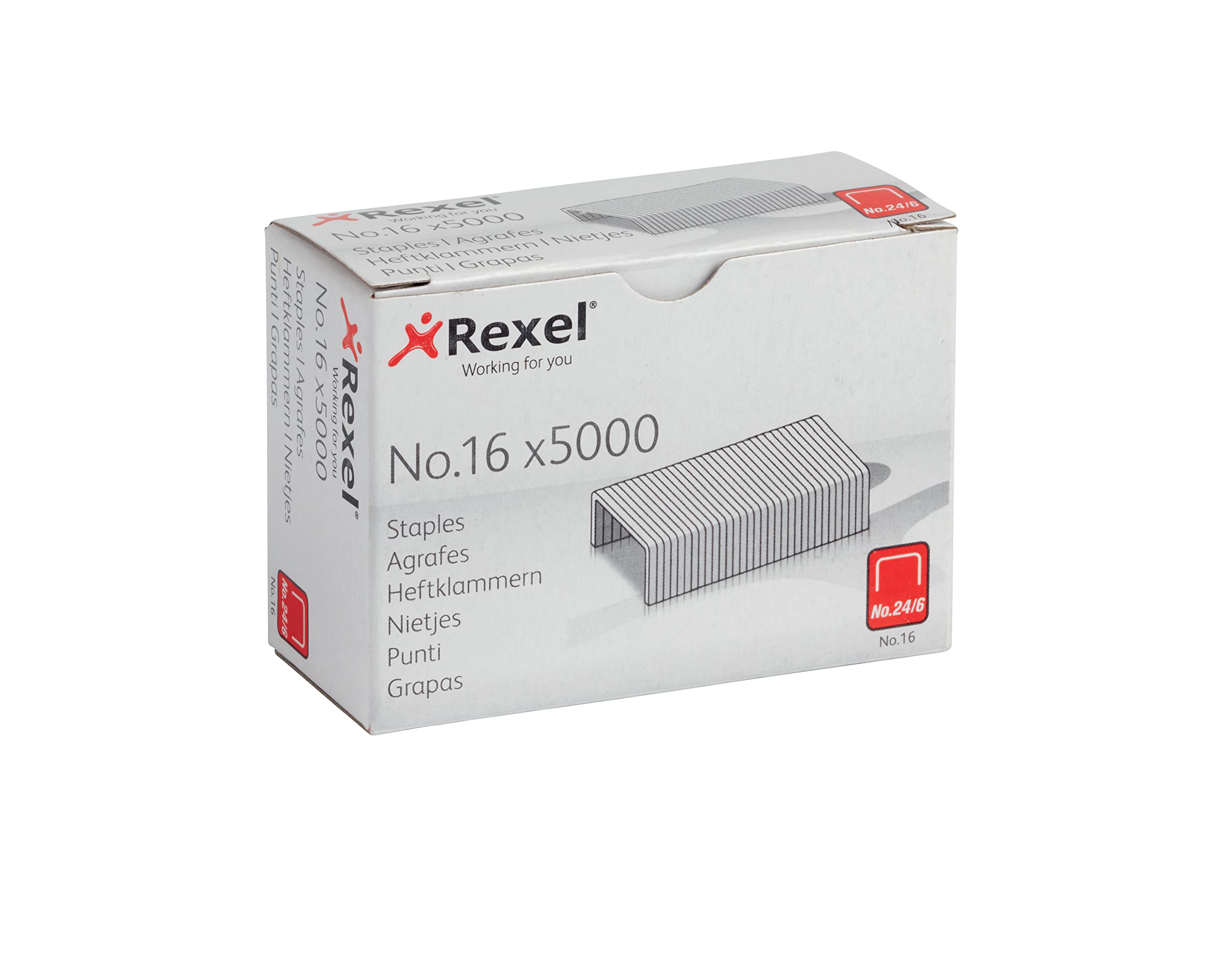 Rexel No. 16 (24/6) Standard Staples - 5000 Pack | 6mm Leg Length | Up to 20 Sheets